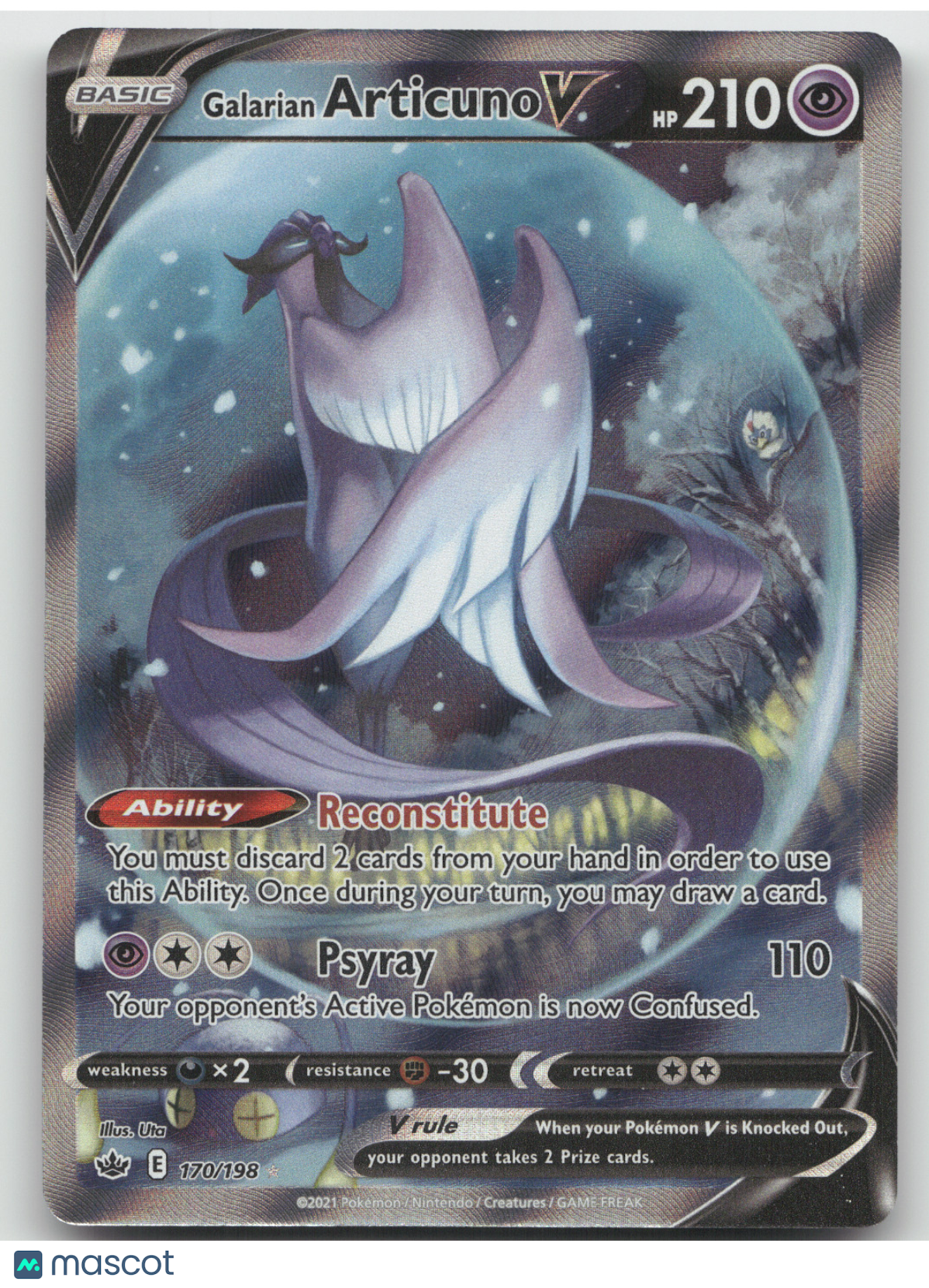 2021 Chilling Reign Galarian Articuno V Rare Ultra #170/198