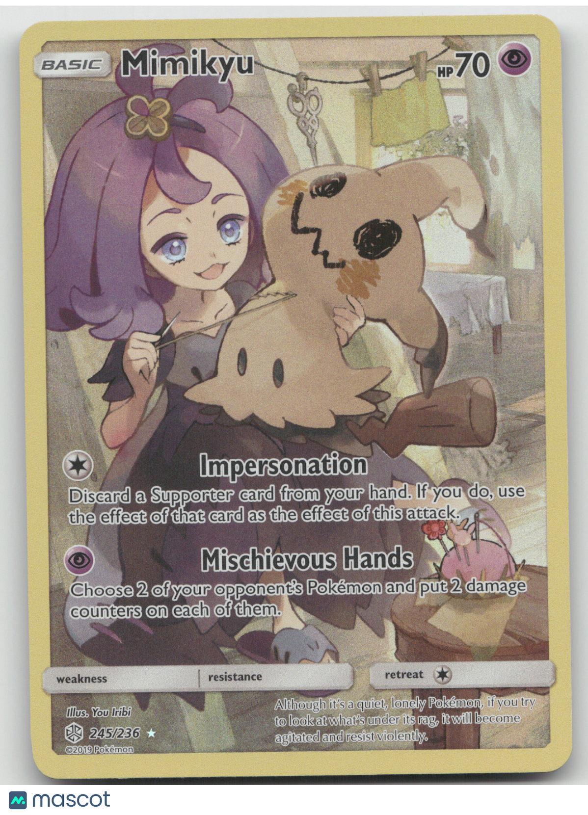 2019 Cosmic Eclipse Mimikyu Holo Secret Rare #245/236