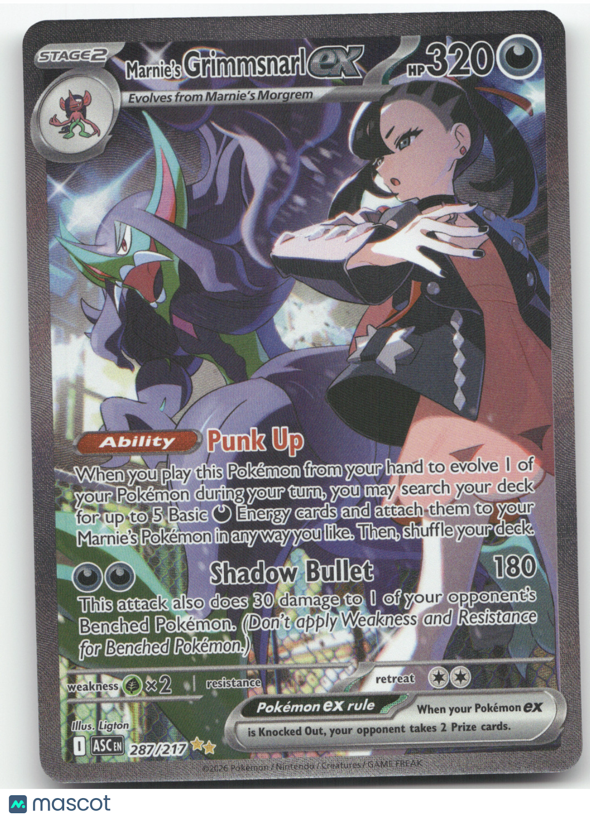 2026 Mega Evolution Ascended Heroes Marnie's Grimmsnarl ex Secret Rare #287/217