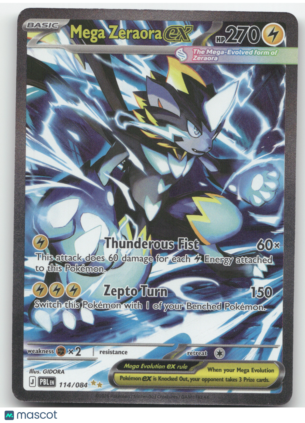 2026 Pitch Black Mega Zeraora ex Secret Rare #114/084