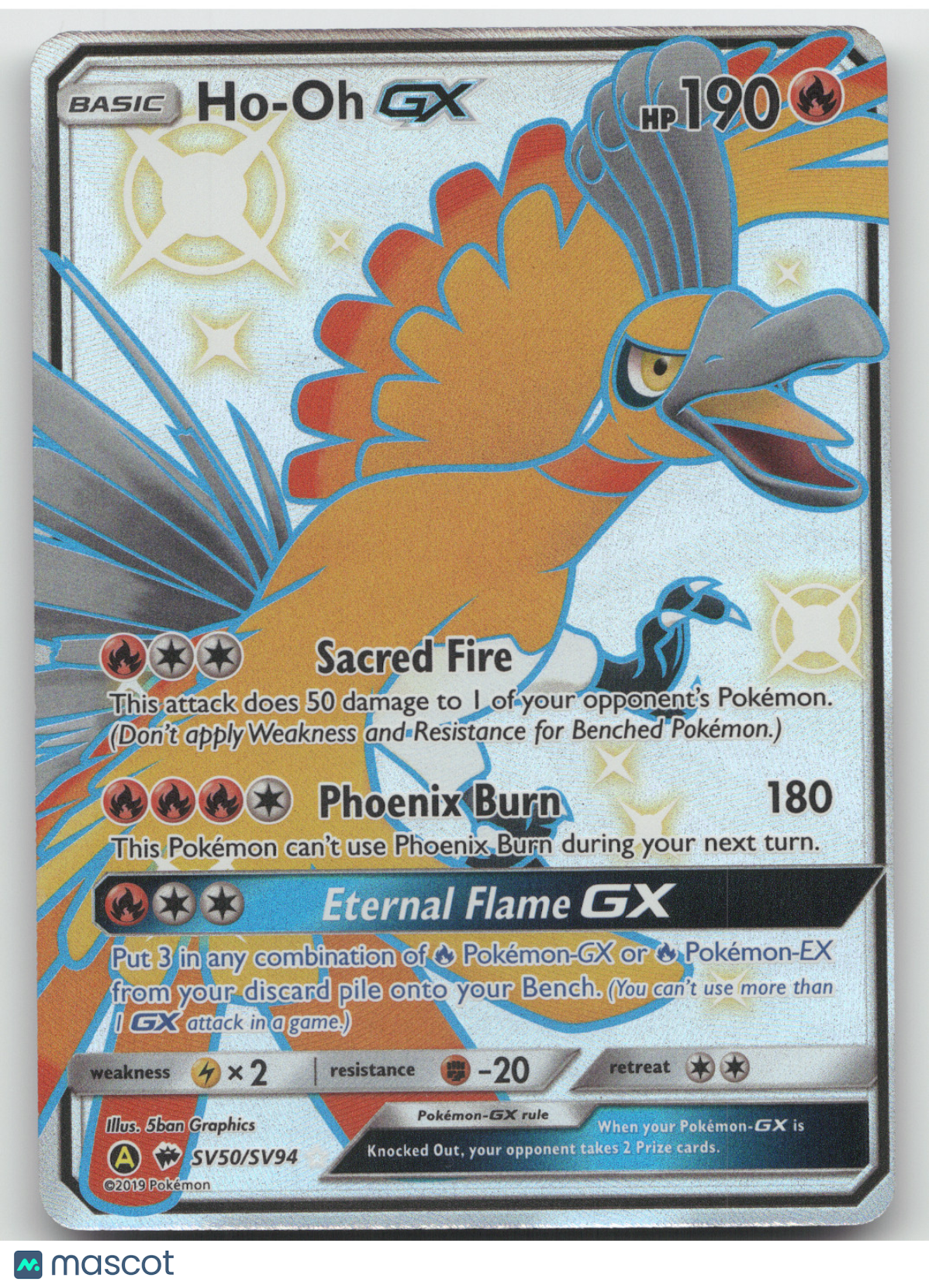 2019 Hidden Fates Ho-Oh GX Holo Shiny Rare #SV50/SV94