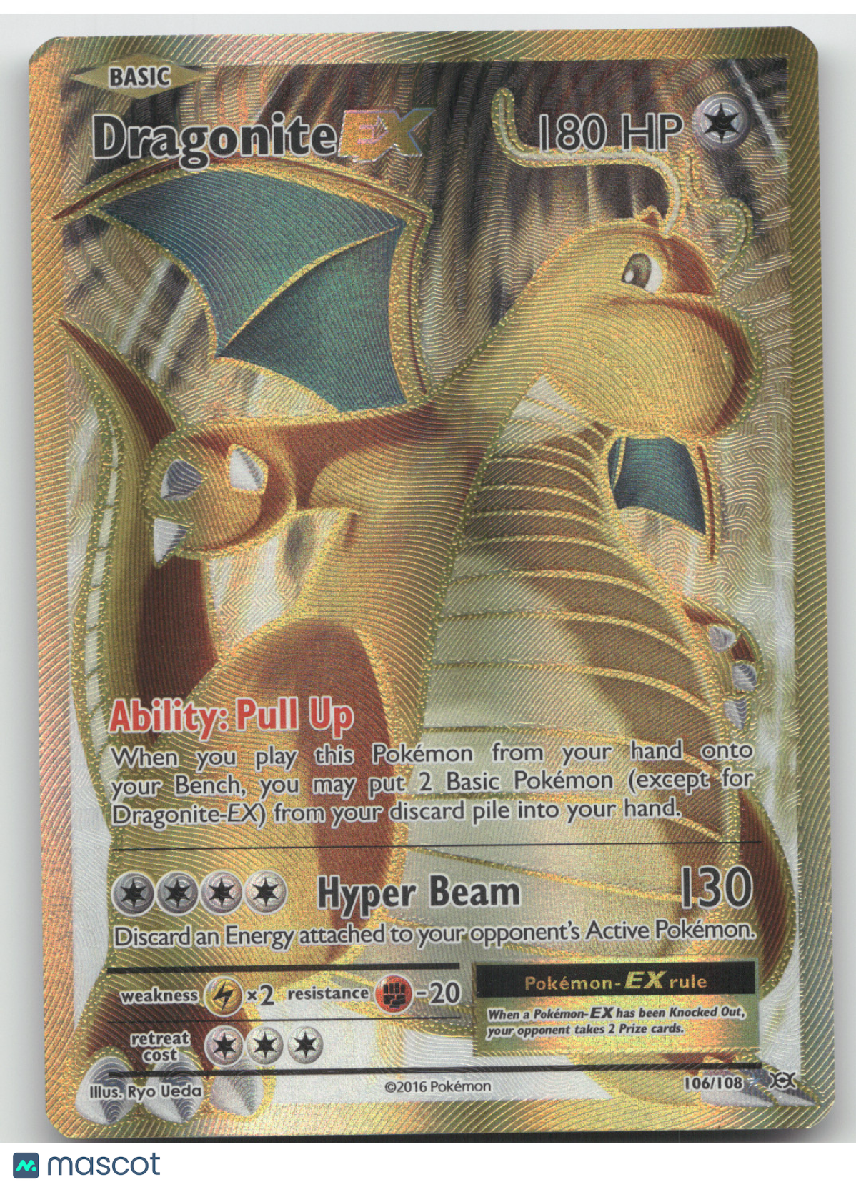 2016 Evolutions Dragonite EX Ultra Rare #106/108