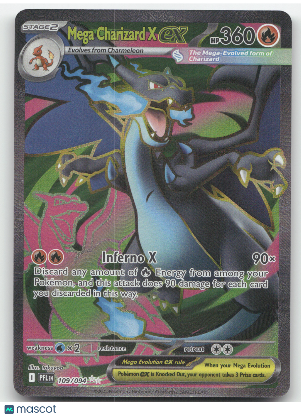 2025 Mega Evolution Phantasmal Flames Mega Charizard X ex Secret Rare #109/094