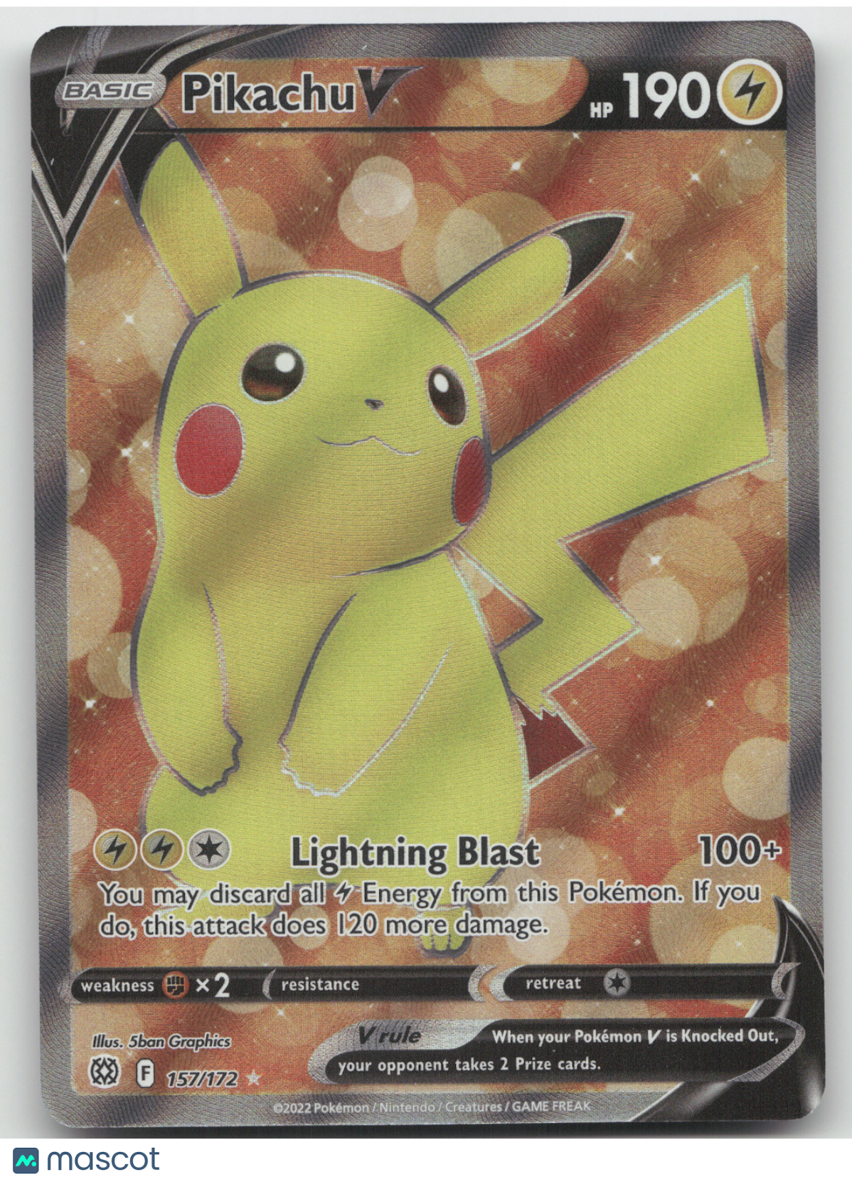 2022 Brilliant Stars Pikachu V Ultra Rare #157/172