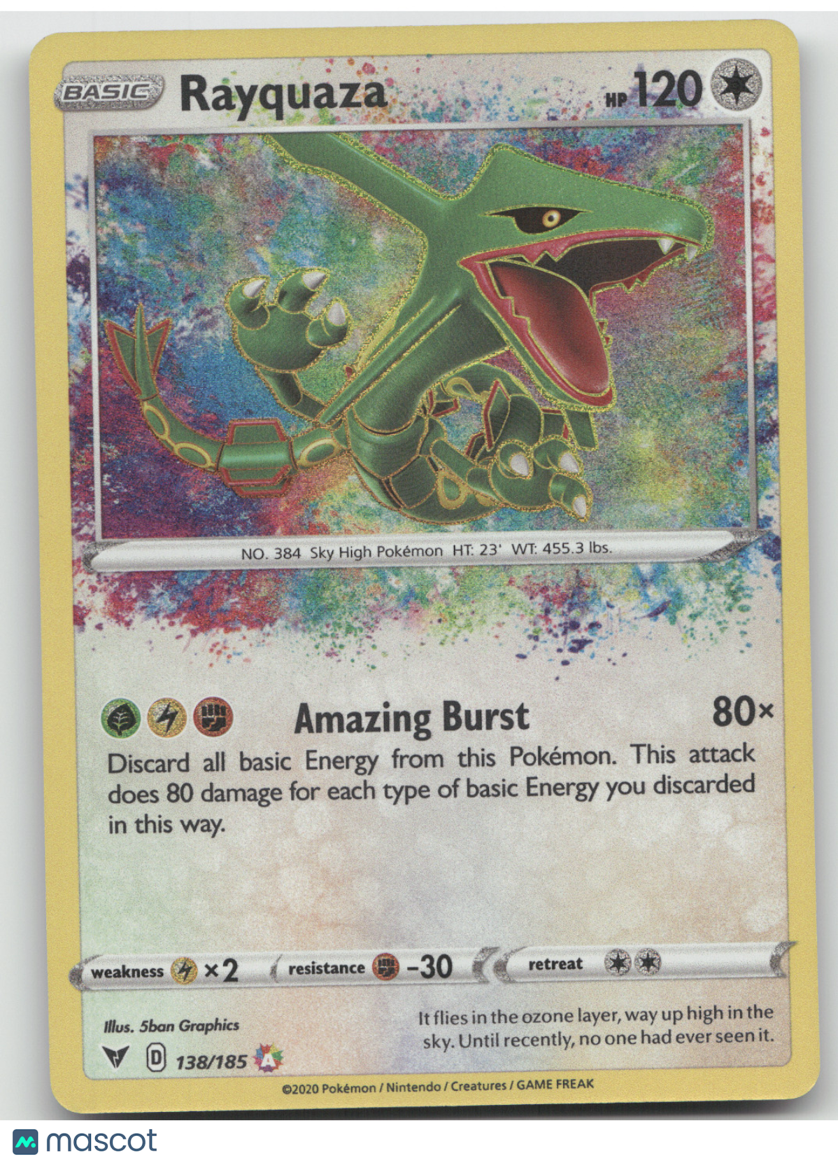 2020 Vivid Voltage Rayquaza Holo Amazing Rare #138/185
