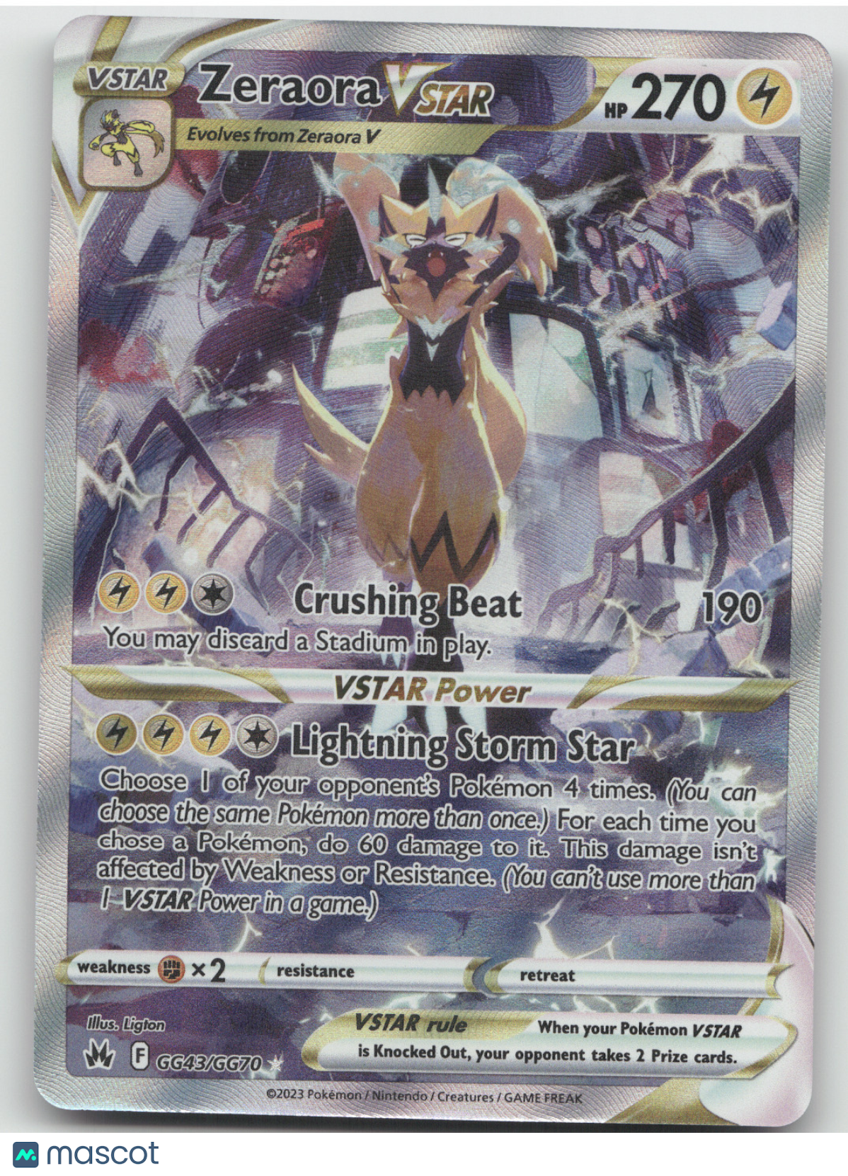 2023 Crown Zenith Zeraora VSTAR Holo Rare #GG43/GG70