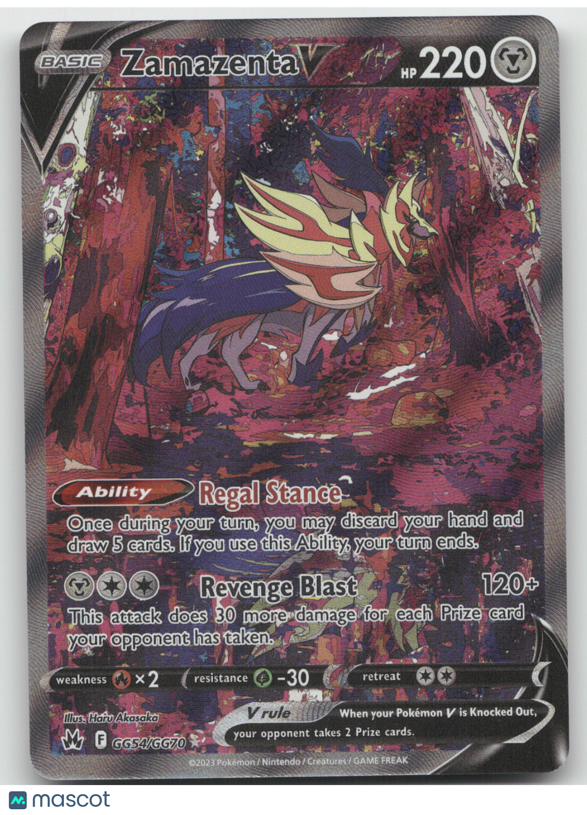 2023 Crown Zenith Zamazenta V Holo Rare #GG54/GG70