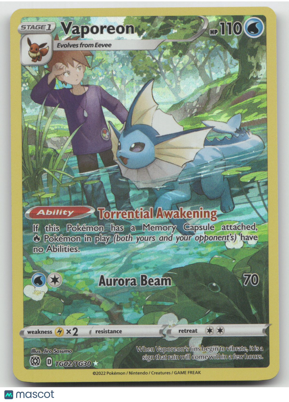 2022 Astral Radiance Vaporeon Holo Rare #TG02/TG30