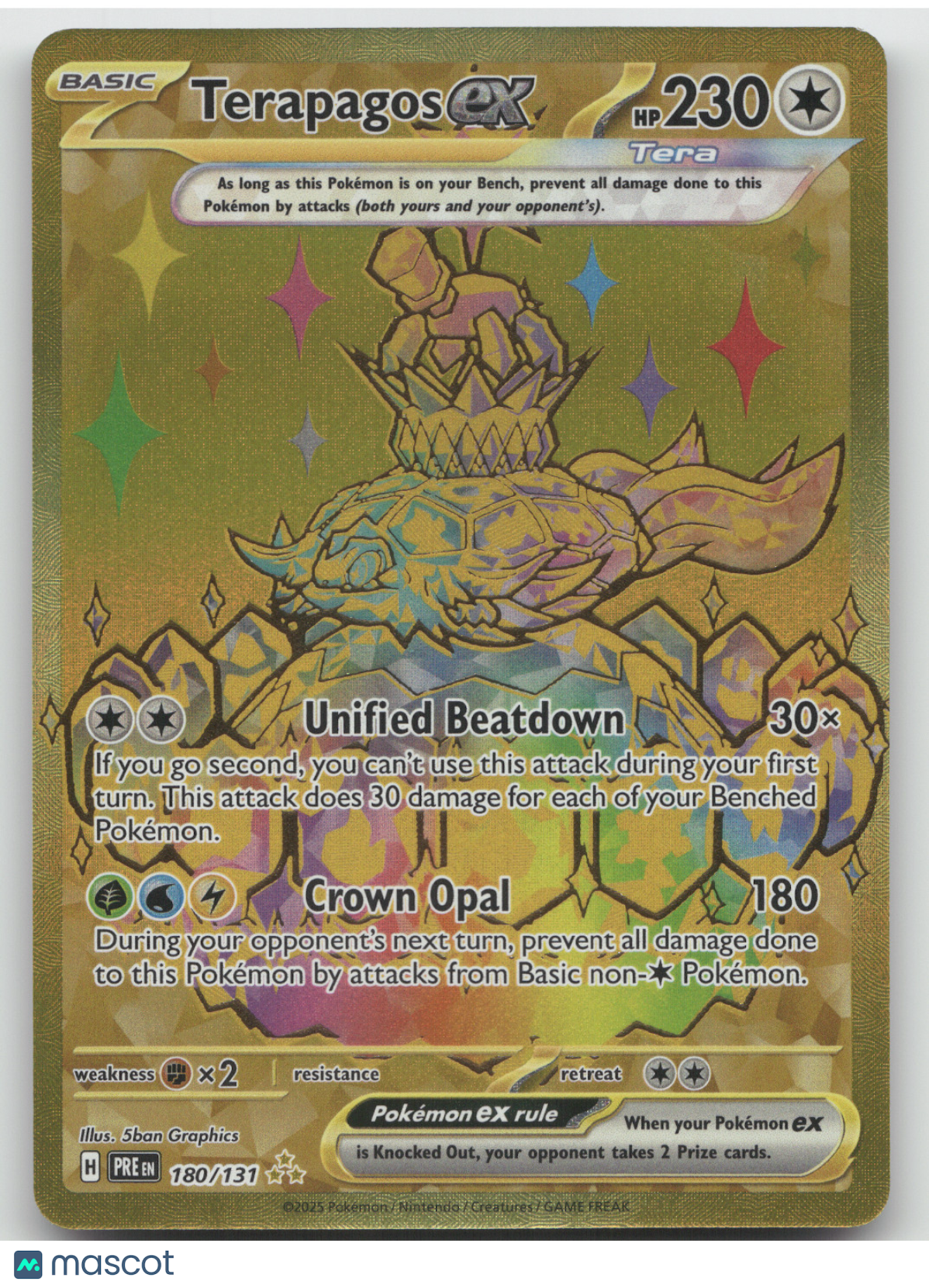 2025 Prismatic Evolutions Terapagos ex Secret Rare #180/131
