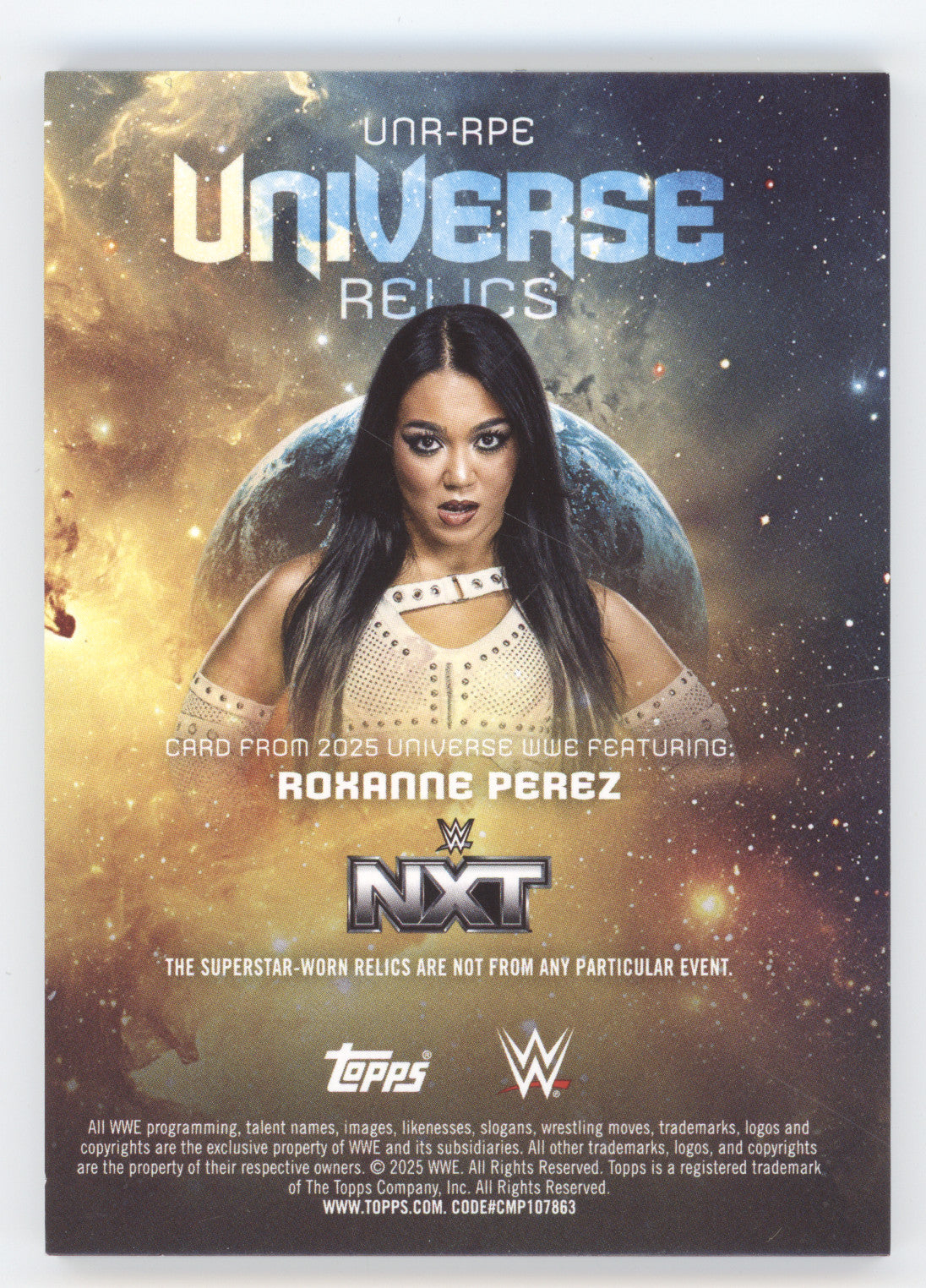 2025 Topps WWE Universe Relics Roxanne Perez #UNR-RPE Relic 030/198