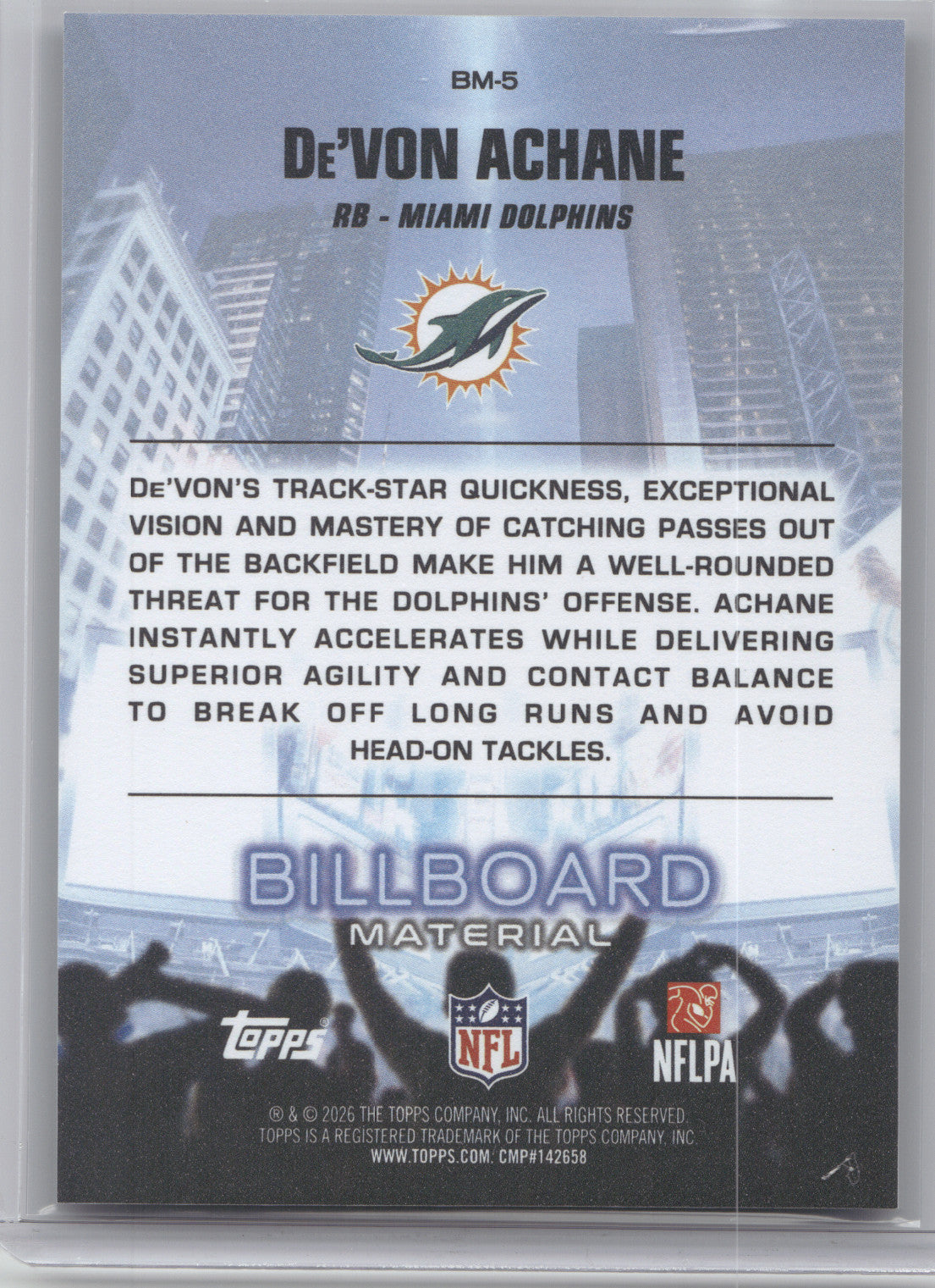 2026 Topps Billboard Material De'Von Achane #BM-5