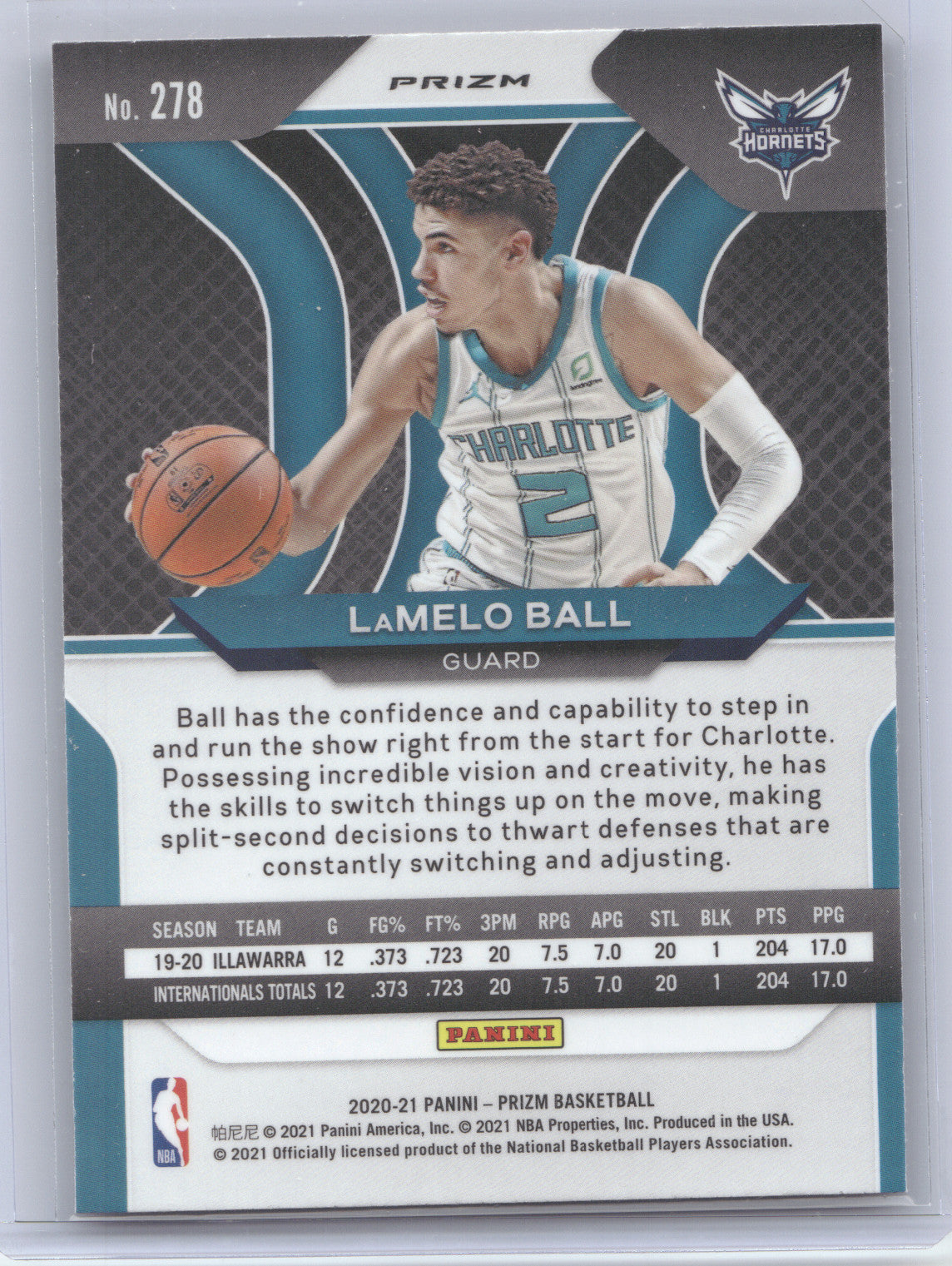 2020 Panini Prizm LaMelo Ball #278 Red Wave RC
