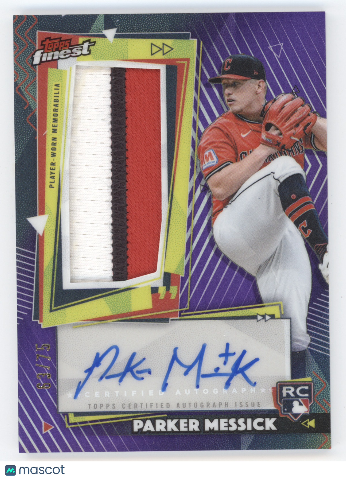 2026 Topps Finest Rookie Autograph Relic Parker Messick #RPA-PM Purple 63/75 RC