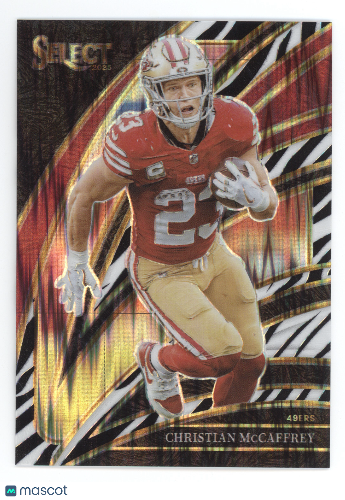 2025 Panini Select Football Christian McCaffrey #218 Zebra Prizm