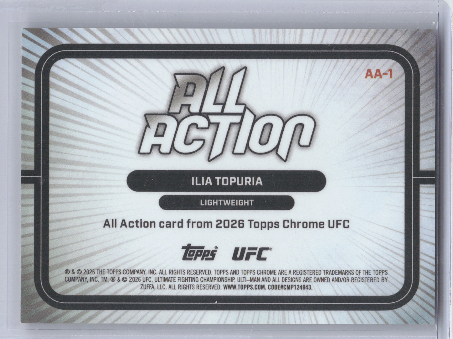 2026 Topps Chrome UFC All Action Ilia Topuria #AA-1 Orange Refractor 25/25
