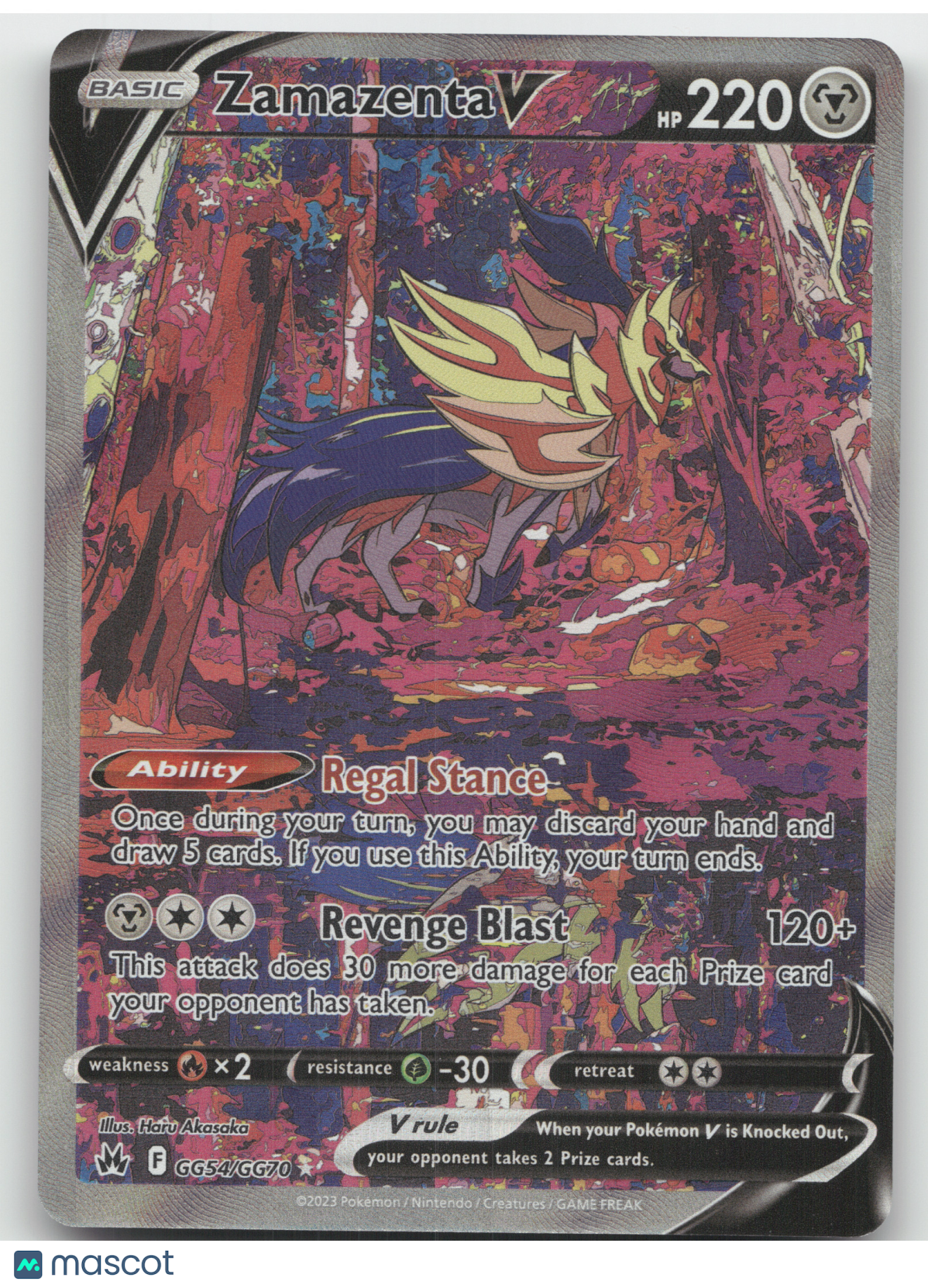 2023 Crown Zenith Zamazenta V Holo Rare #GG54/GG70