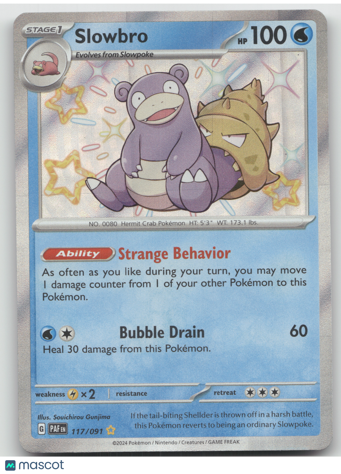 2024 Paldean Fates Slowbro Shiny Rare #117/091