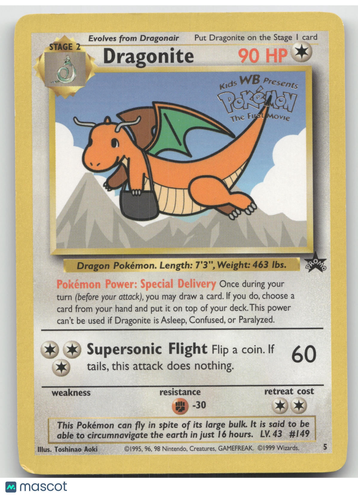1999 Wizards of the Coast Dragonite Black Star Promo #5