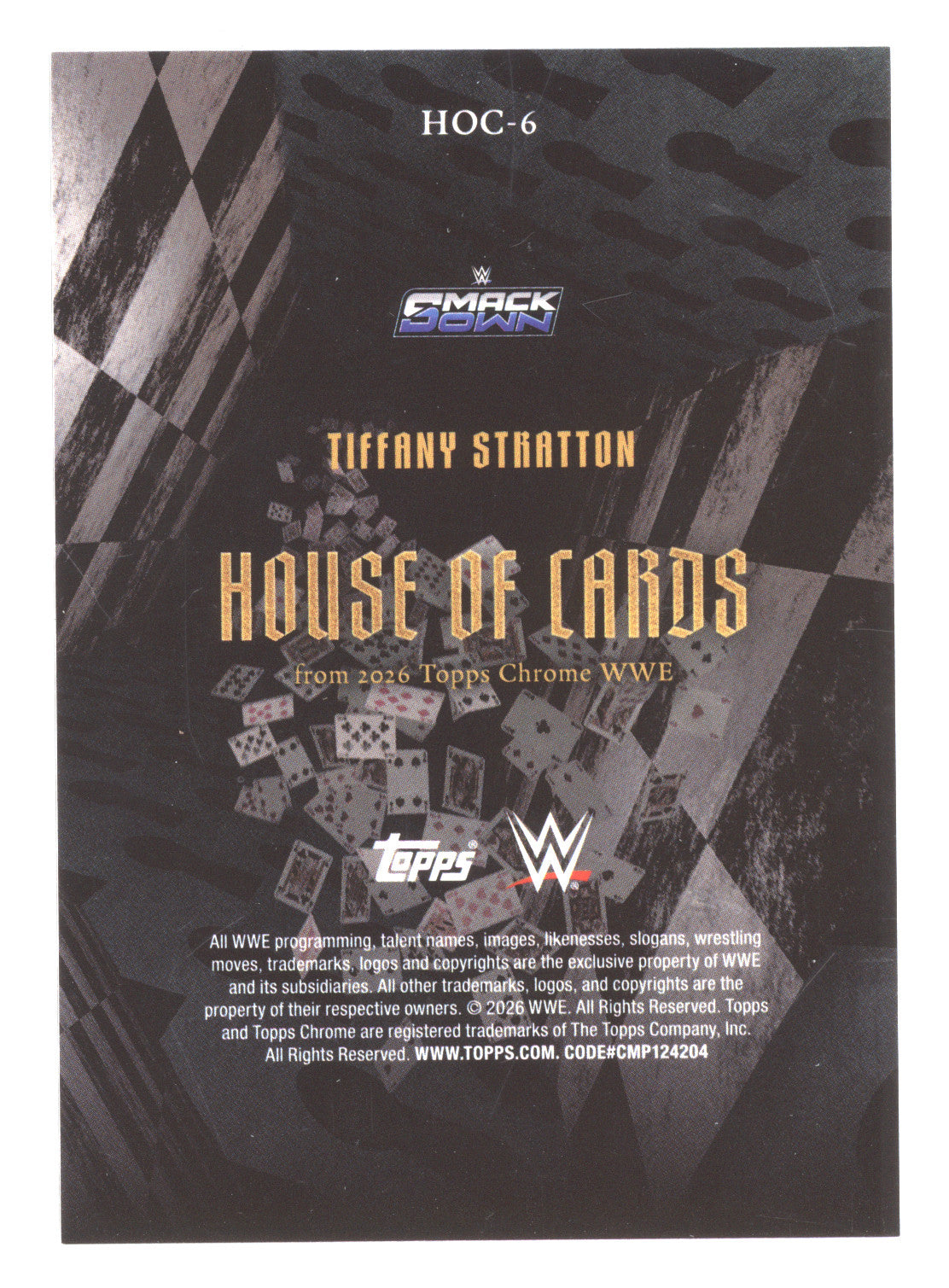 2026 Topps Chrome WWE House of Cards Tiffany Stratton #HOC-6