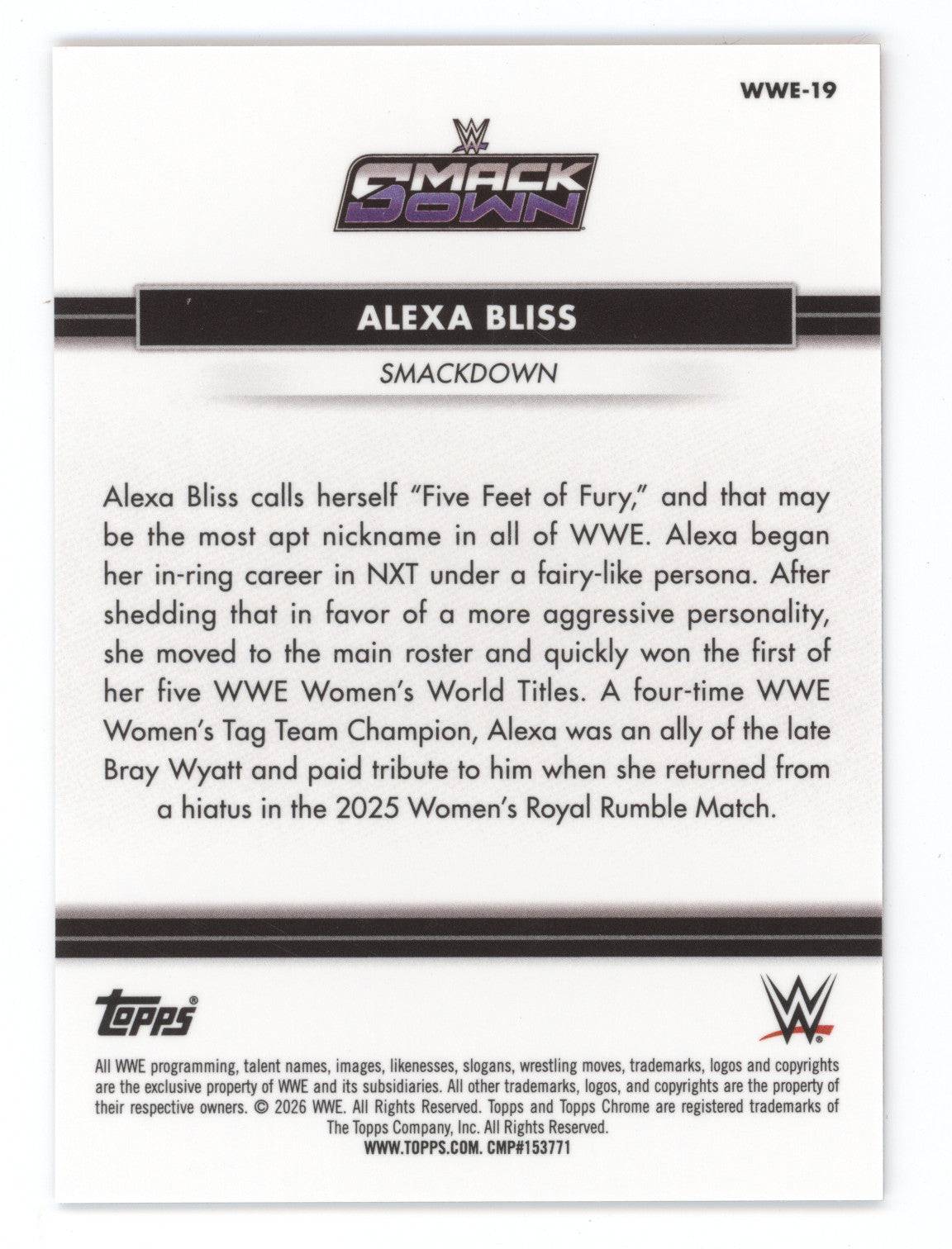 2026 Topps Chrome WWE National Sports Convention Alexa Bliss #WWE19 Orange 15/25
