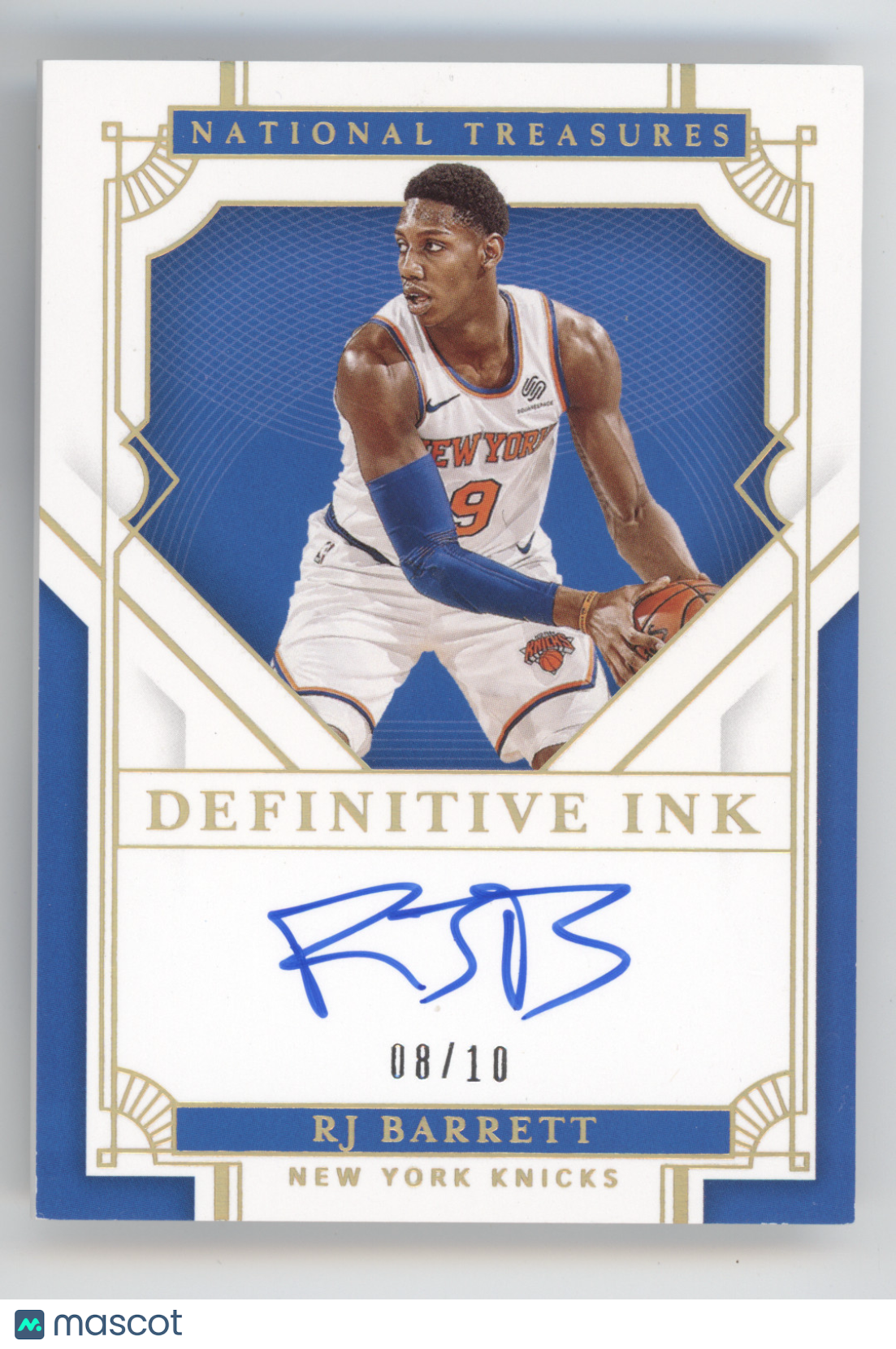 2020 Panini National Treasures Definitive Ink RJ Barrett #DI-RJB Gold 08/10