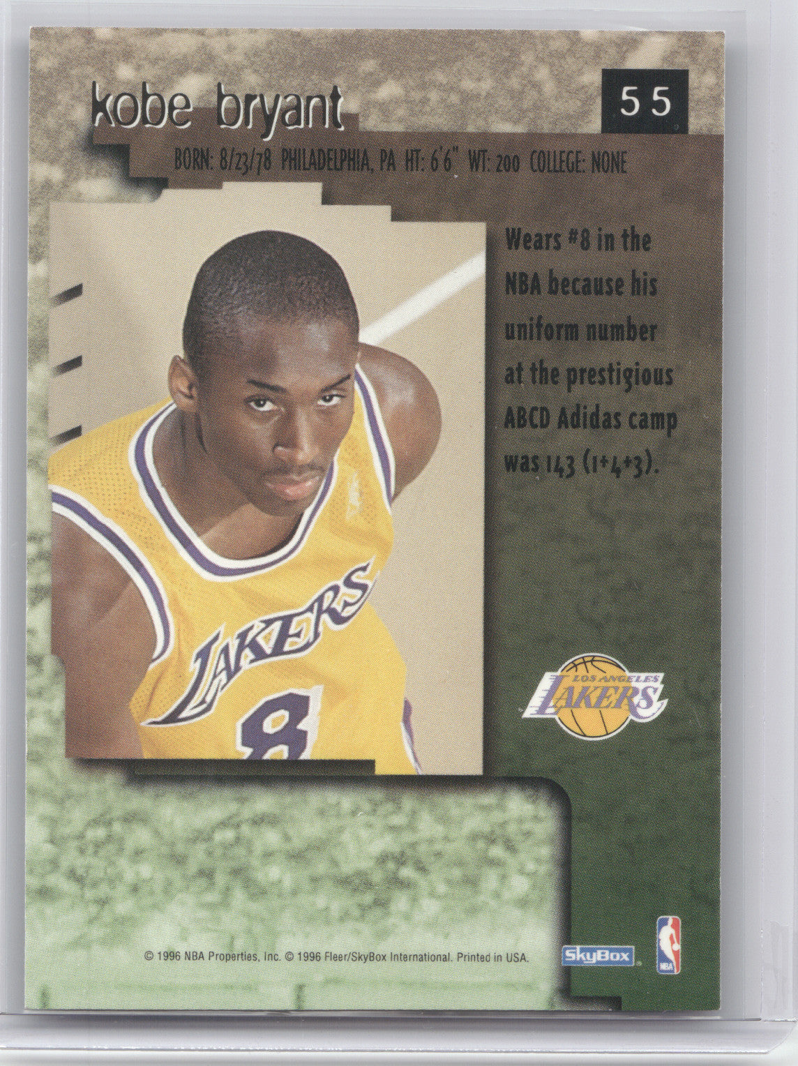 1996 SkyBox Premium Kobe Bryant #55 Rookie