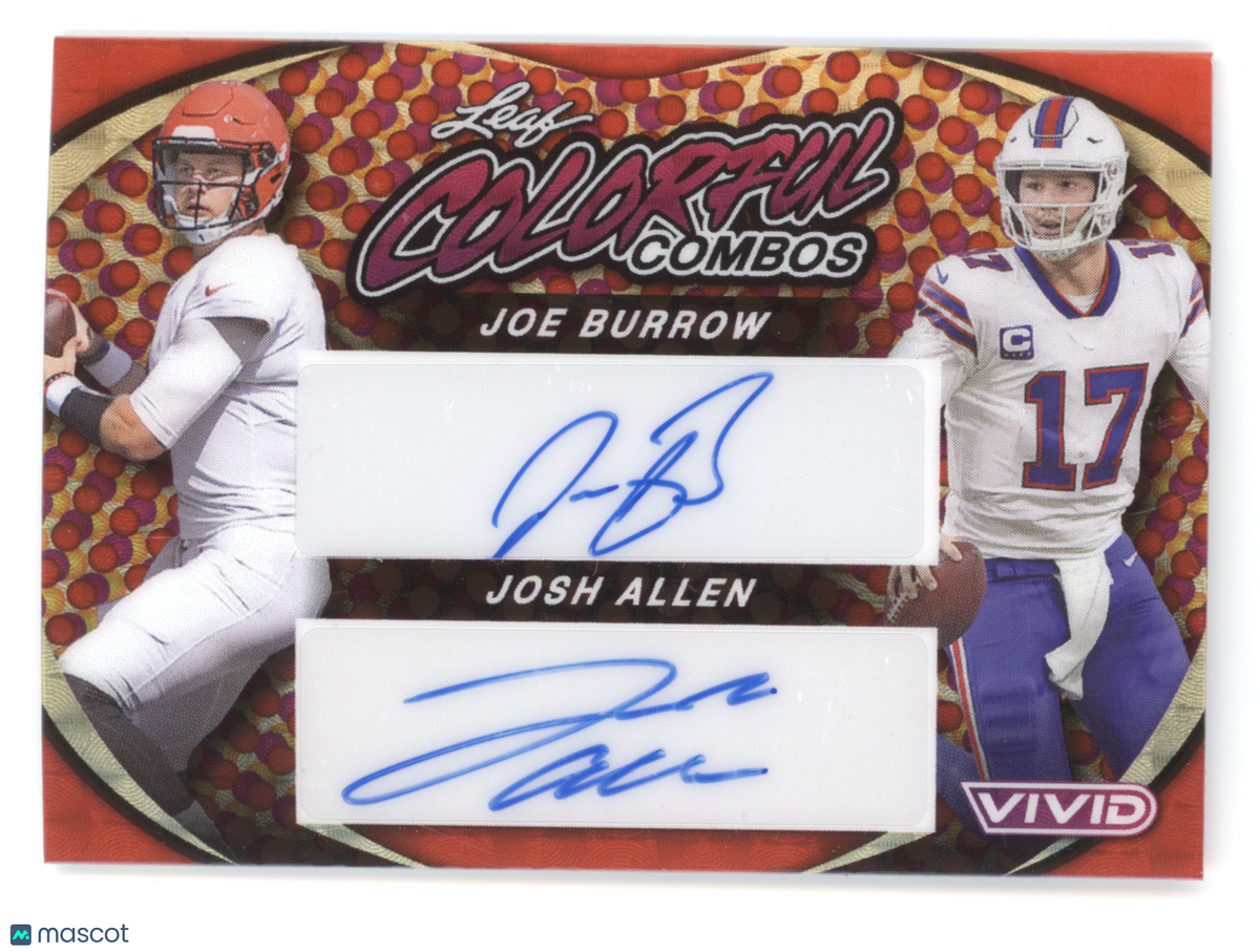 2024 Leaf Vivid Colorful Combos Joe Burrow Josh Allen #CCD20 Dual Autographs 1/1