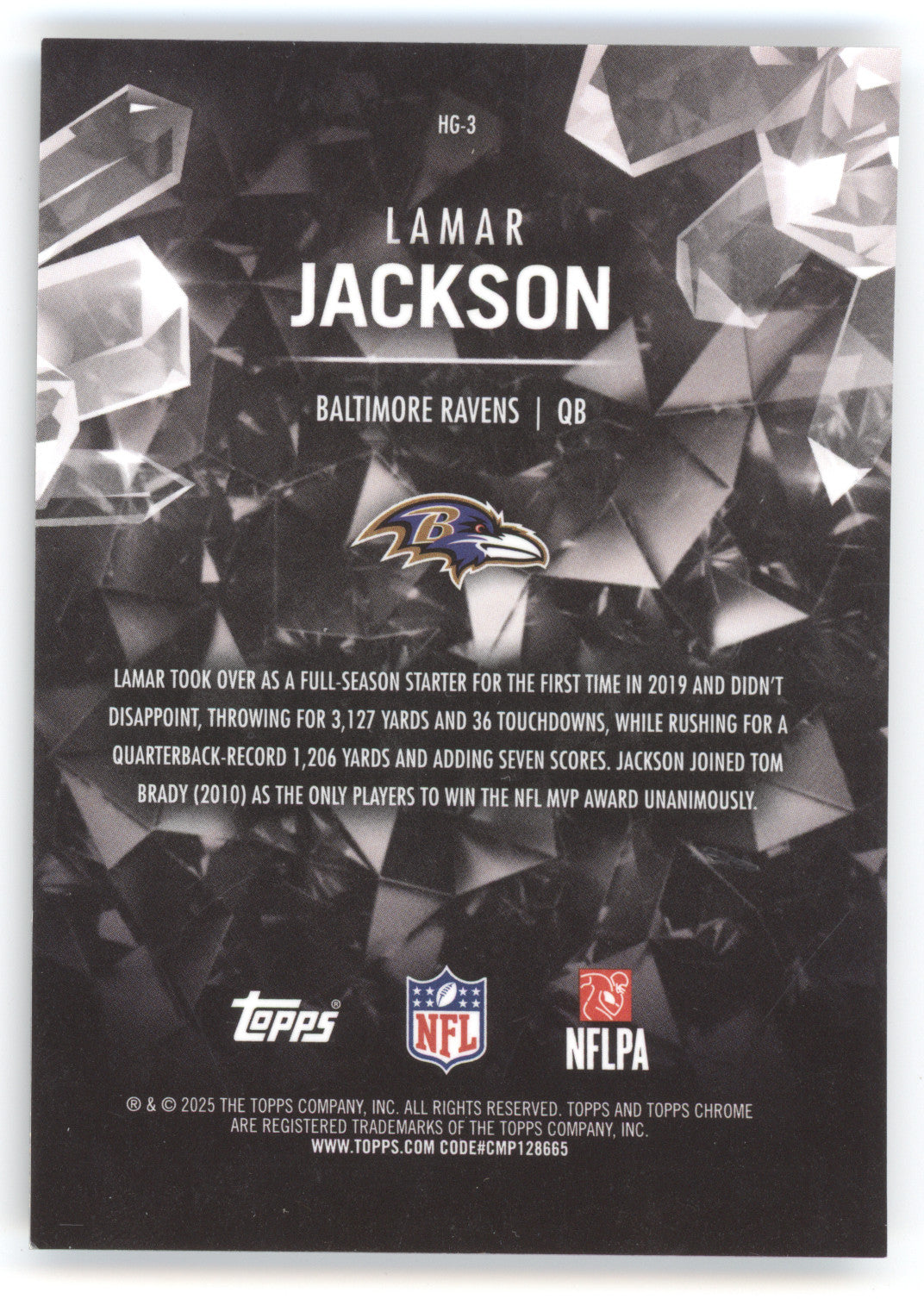 2025 Topps Chrome Hidden Gems Lamar Jackson #HG-3 SSP