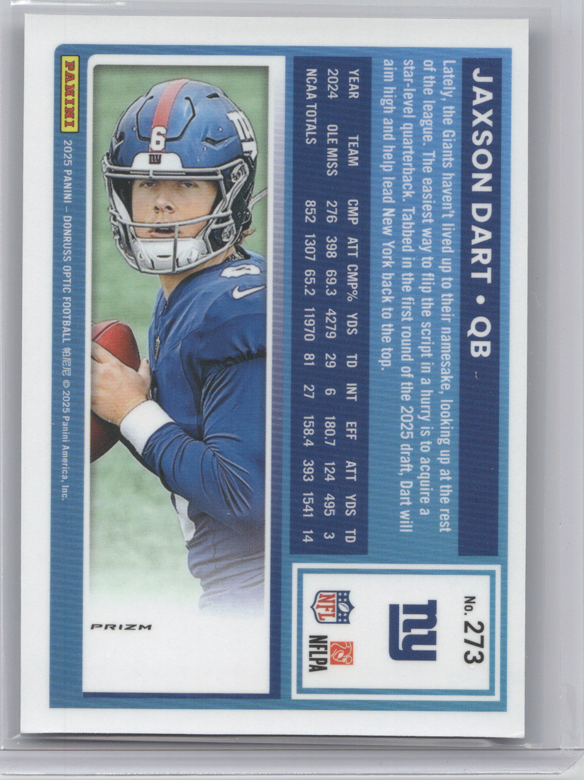 2025 Donruss Optic Rated Rookie Jaxson Dart #273 Rockets