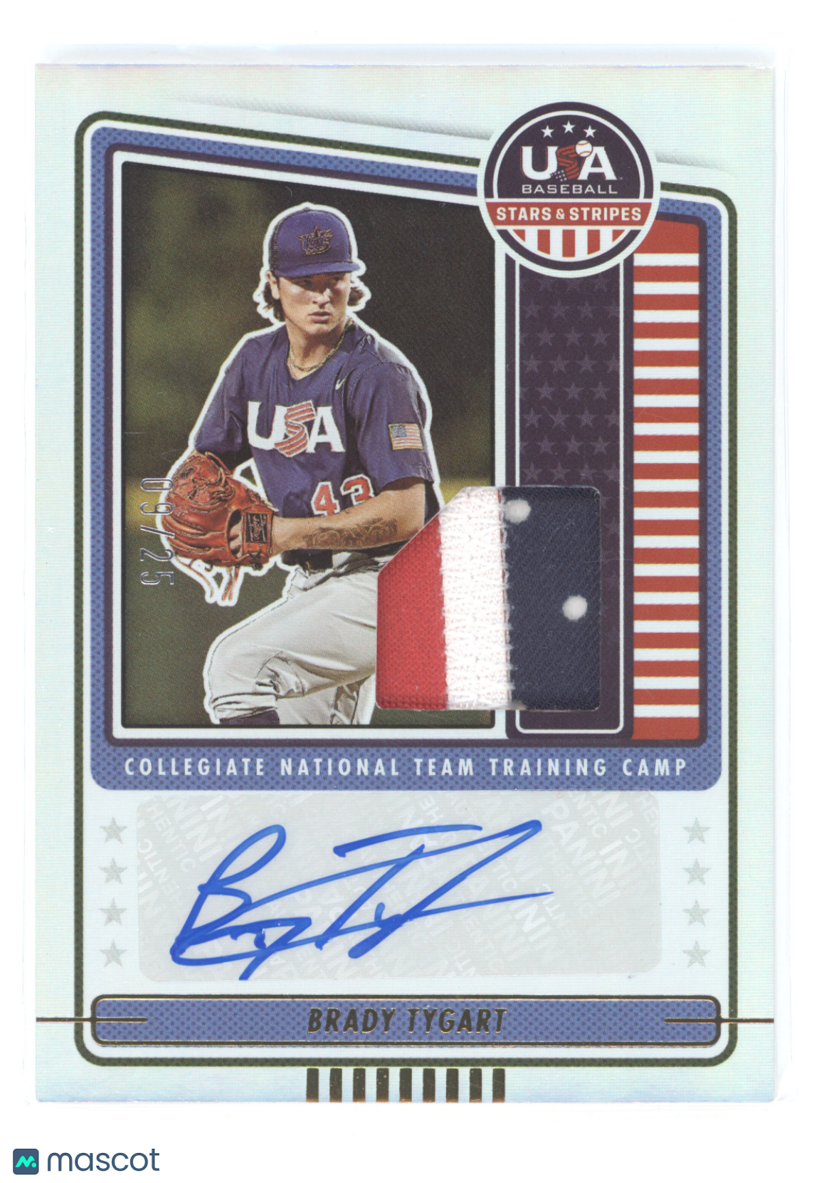 2023 Panini USA Baseball Stars & Stripes Brady Tygart #CNTC-BT Auto 09/25 Patch