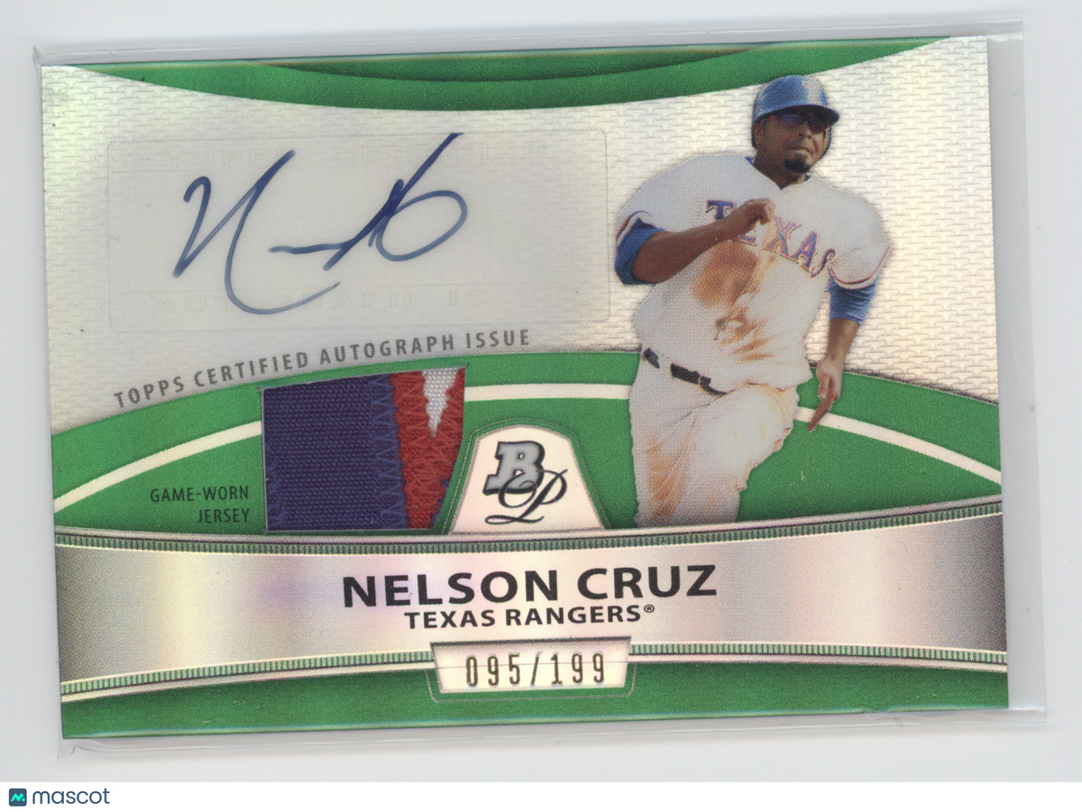 2010 Bowman Platinum Autograph Relic Patch Nelson Cruz #PAR-NC 095/199
