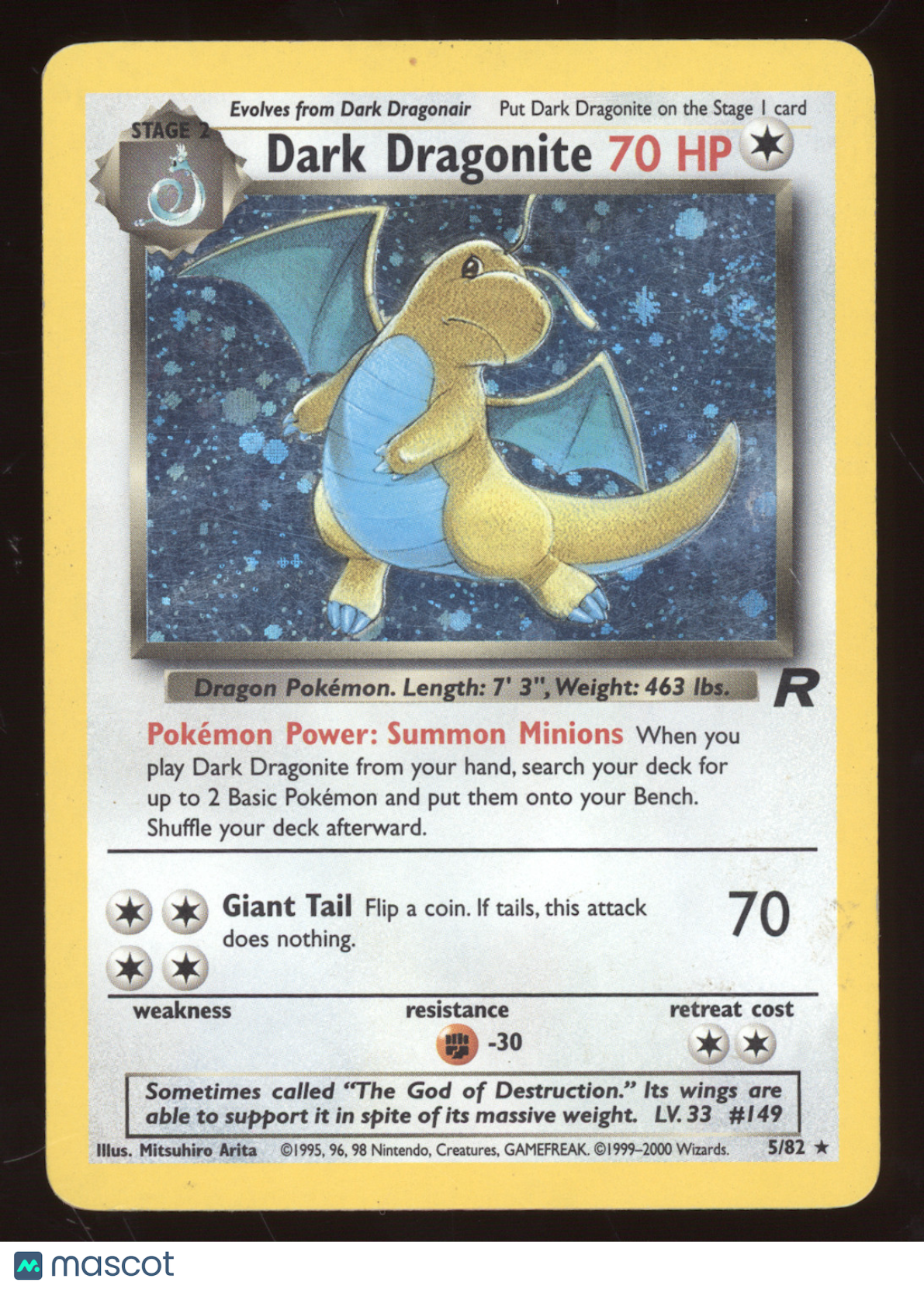 2000 Team Rocket Dark Dragonite Holo Rare #5/82