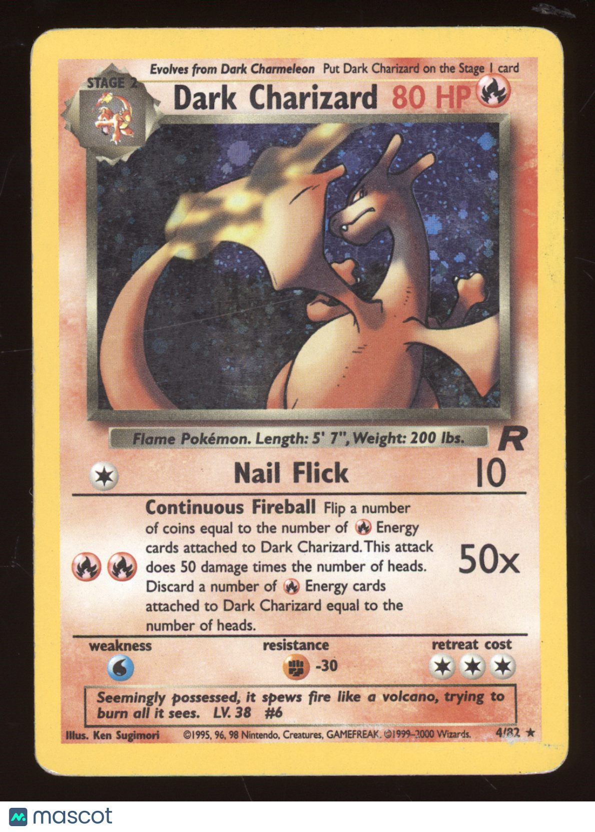 2000 Team Rocket Dark Charizard Holo Rare #4/82