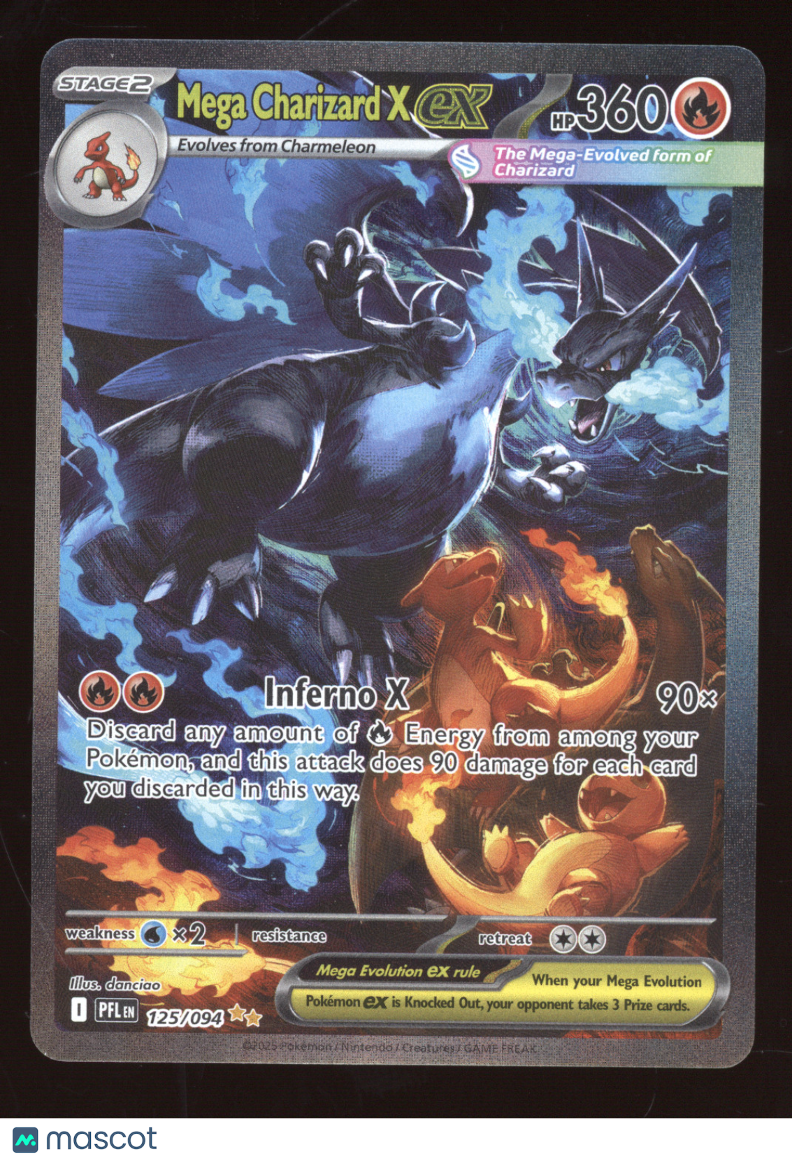 2025 Mega Evolution Phantasmal Flames Mega Charizard X ex Secret Rare #125/094
