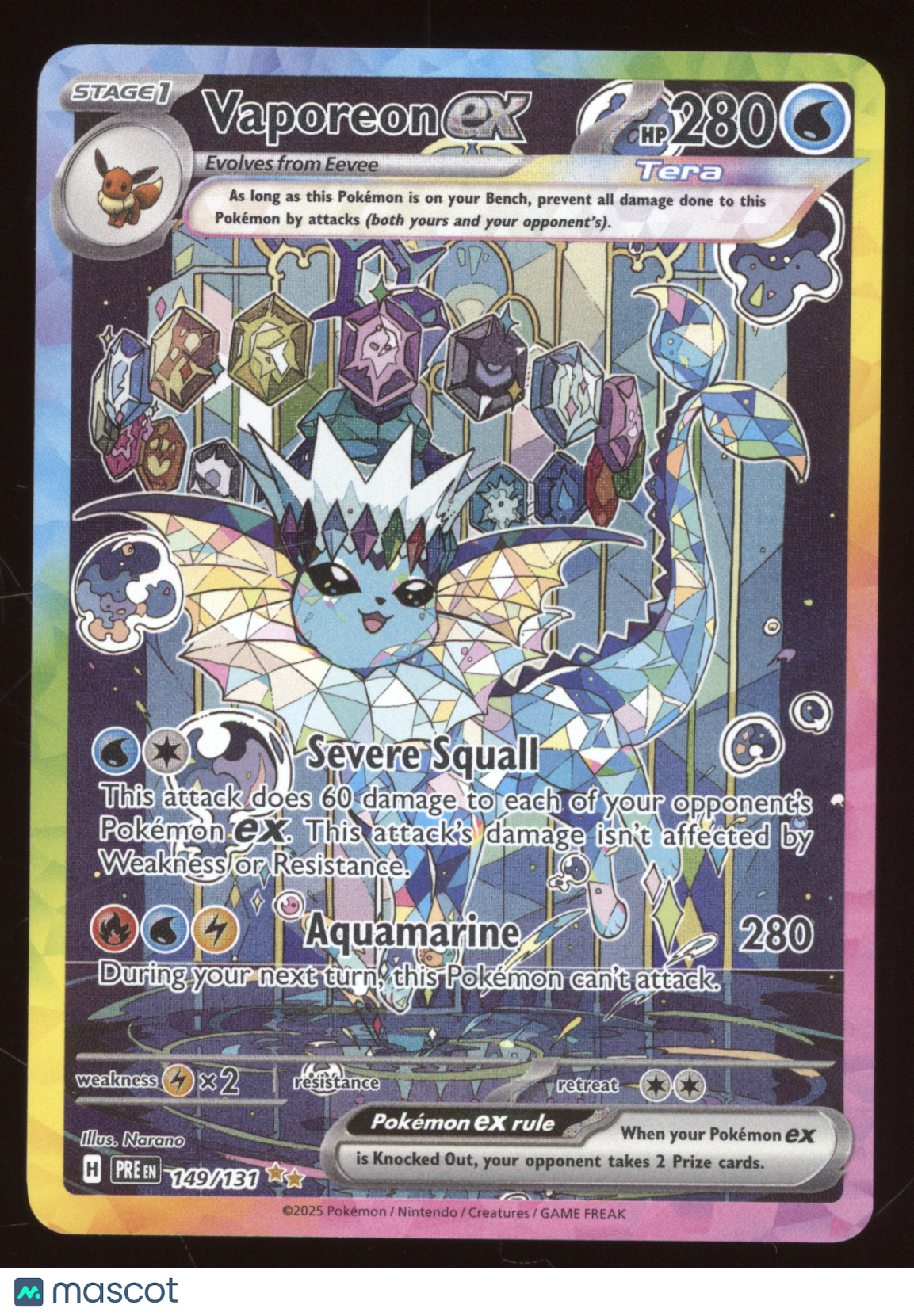 2025 Prismatic Evolutions Vaporeon ex Secret Rare #149/131