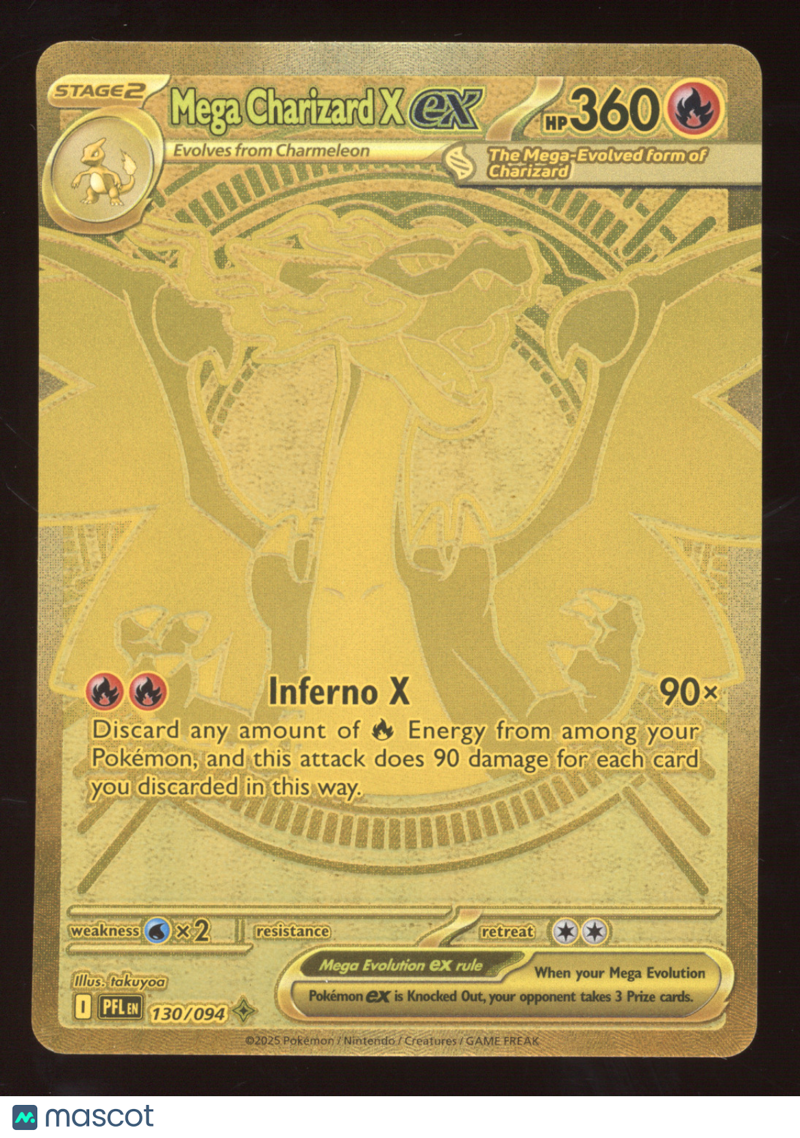2025 Mega Evolution Phantasmal Flames Mega Charizard X ex Secret Rare #130/094