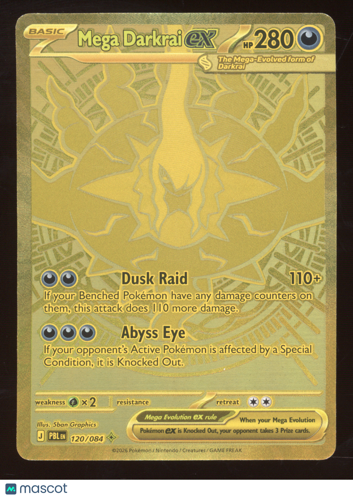 2026 Pitch Black Mega Darkrai ex Gold Secret Rare #120/084