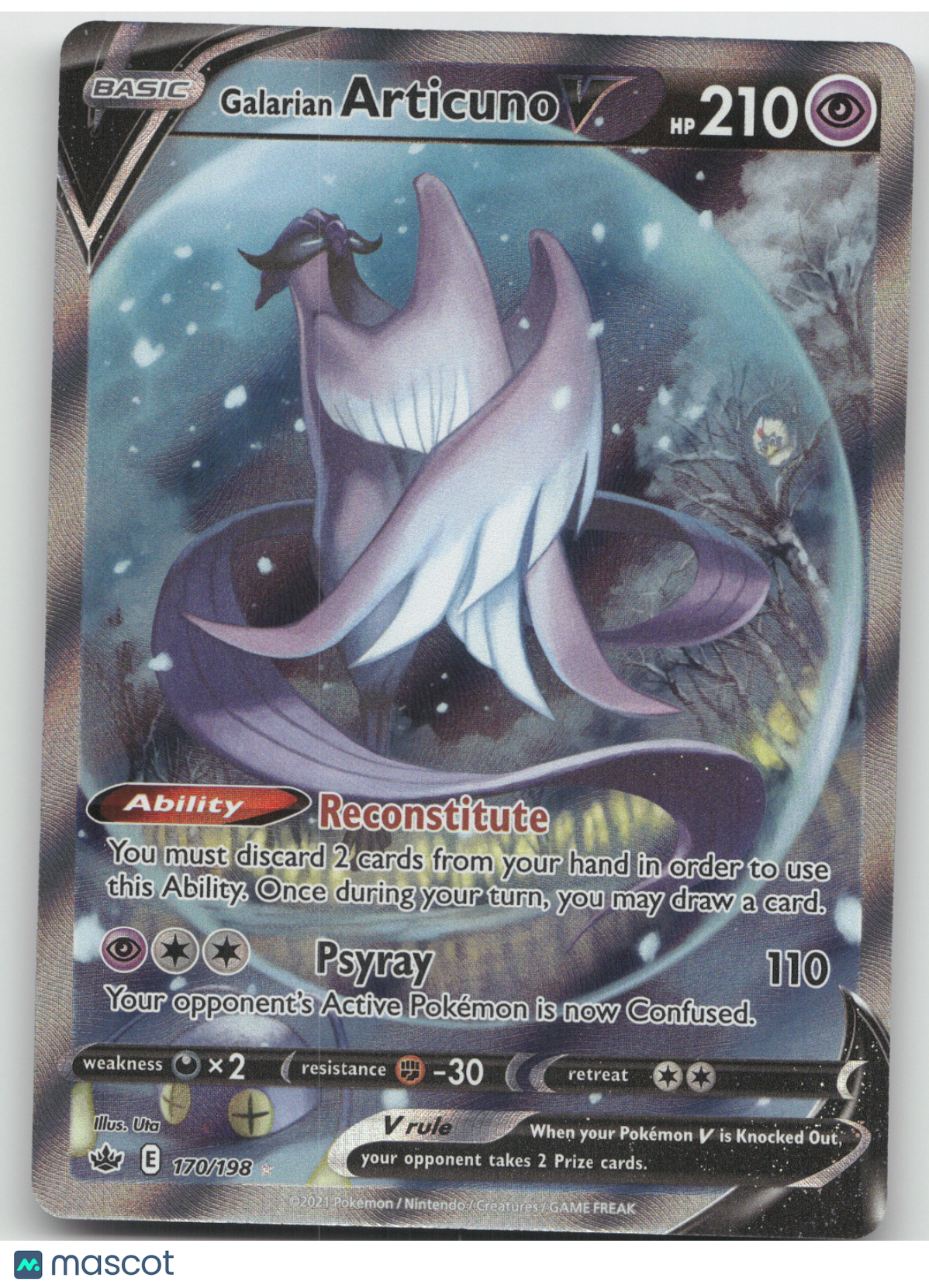 2021 Chilling Reign Galarian Articuno V Holo Rare #170/198