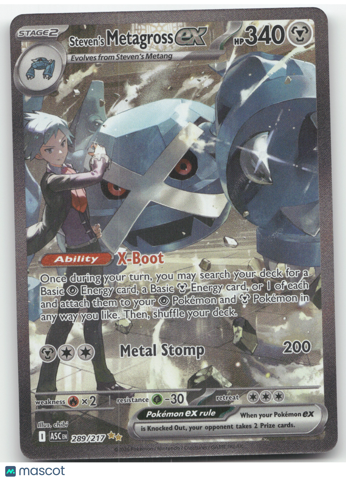 2026 Ascended Heroes Steven's Metagross ex Secret Rare #289/217