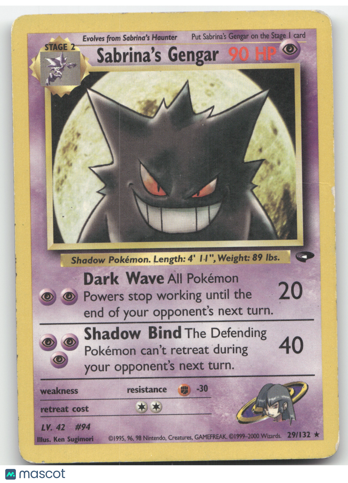 2000 Gym Challenge Sabrina's Gengar Rare #29/132