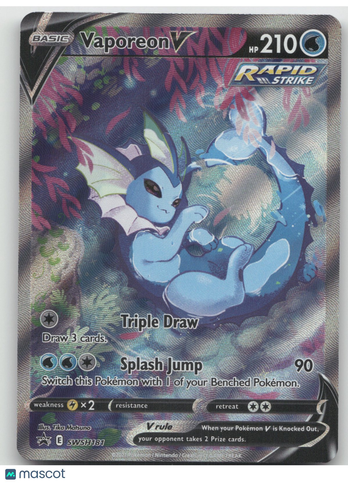 2021 Sword & Shield Vaporeon V Black Star Promo #SWSH181