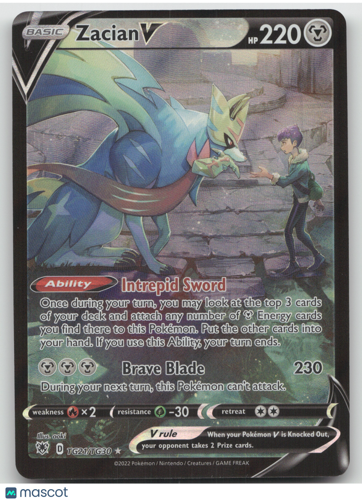 2022 Astral Radiance Zacian V Holo Rare #TG21/TG30
