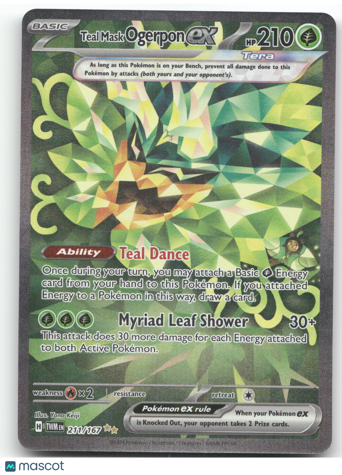2024 Twilight Masquerade Teal Mask Ogerpon ex Secret Rare #211/167