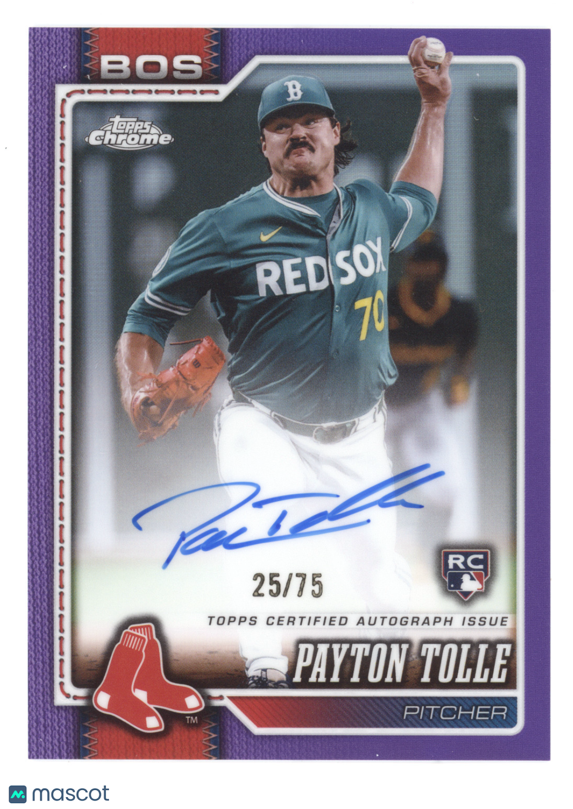 2026 Topps Chrome Rookie Autograph Payton Tolle #RA-PT Purple Refractor 25/75 RC