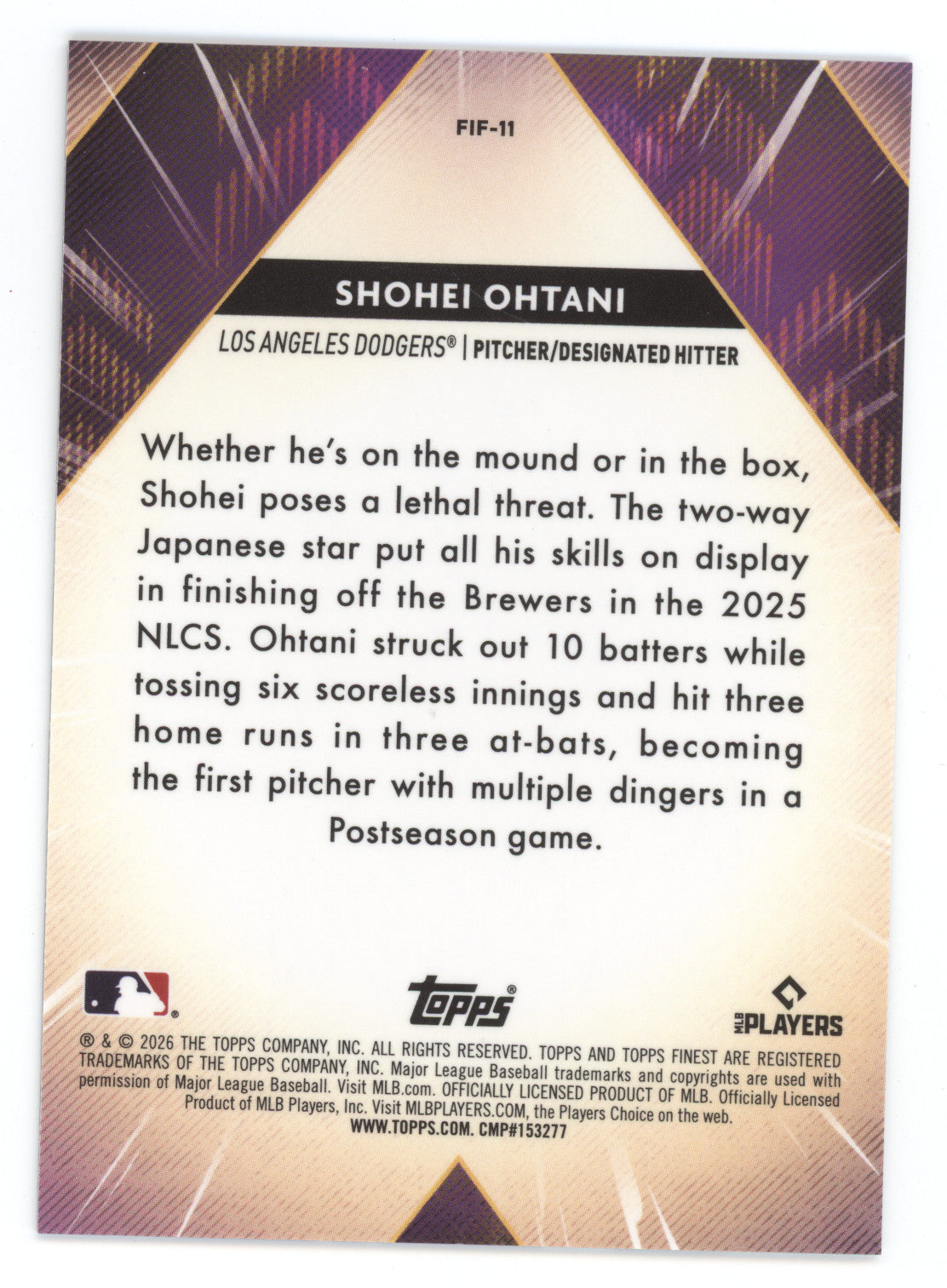2026 Topps Finest Forces Shohei Ohtani #FIF-11