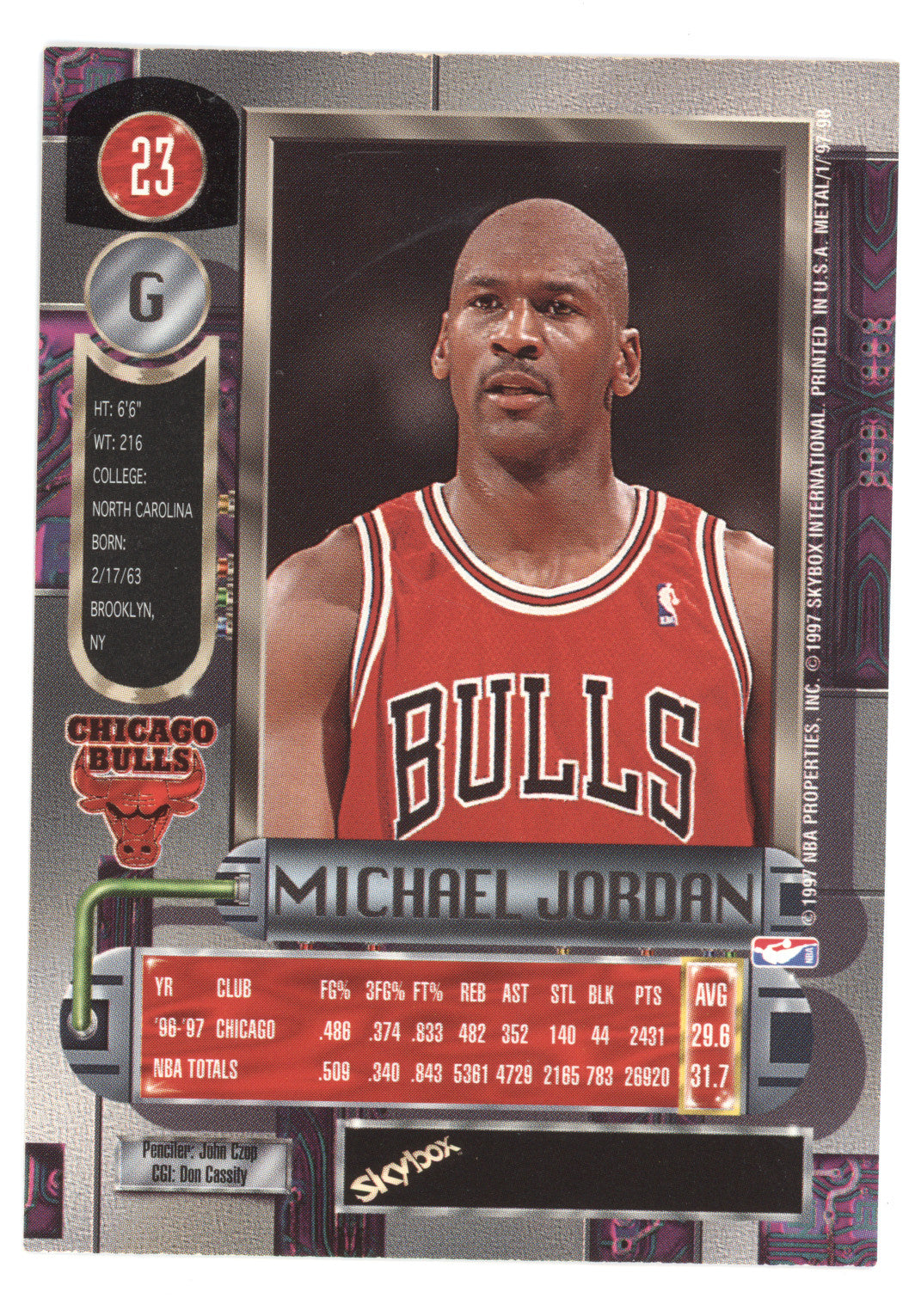 1997 SkyBox Metal Universe Michael Jordan #23