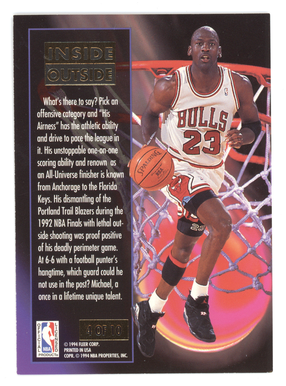 1993 Fleer Ultra Inside/Outside Michael Jordan #4