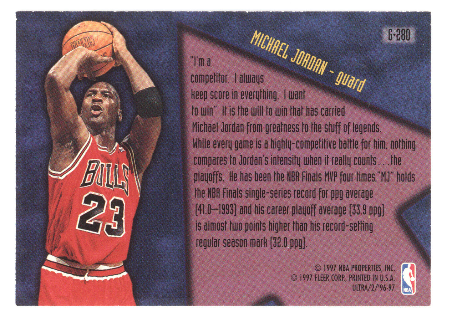 1996 Fleer Ultra Step-It-Up Michael Jordan #G-280 Gold Medallion Edition