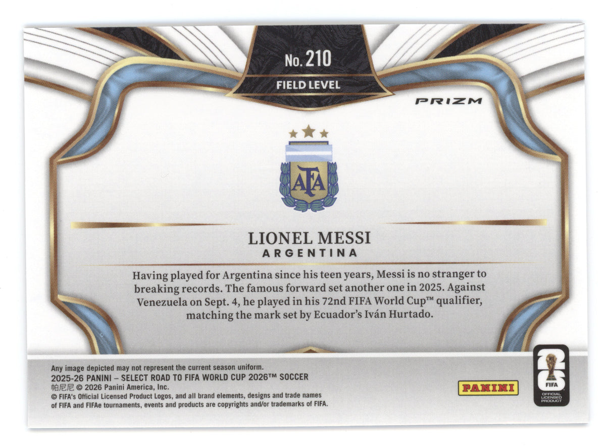 2025 Panini Select Road to FIFA World Cup Lionel Messi #210 Purple Mojo