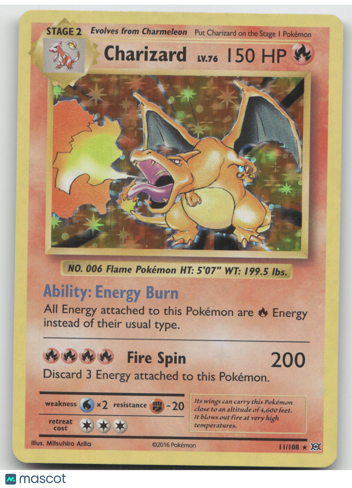 2016 XY Evolutions Charizard Holo Rare #11/108